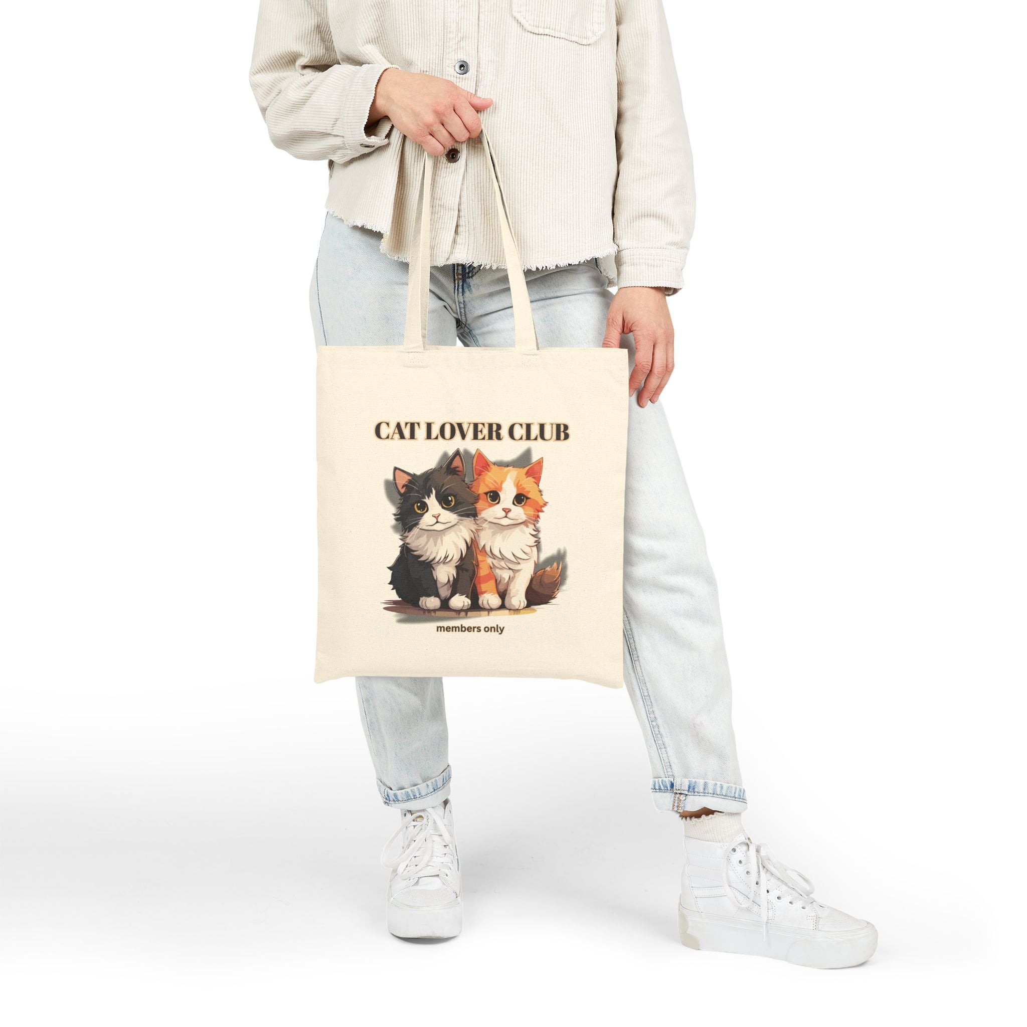 Cat Lover Club Canvas Tote Bag – Cute Kittens 'Members Only' Eco Shopper