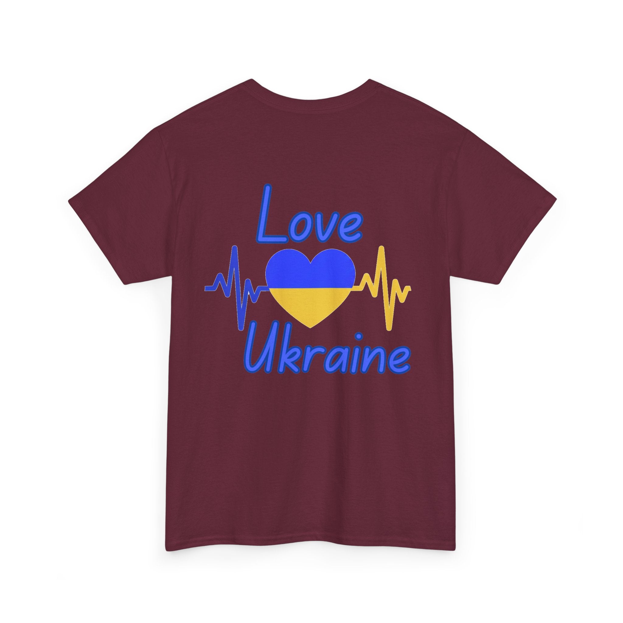 Love Ukraine T-Shirt — Heartbeat Blue & Yellow Support Tee