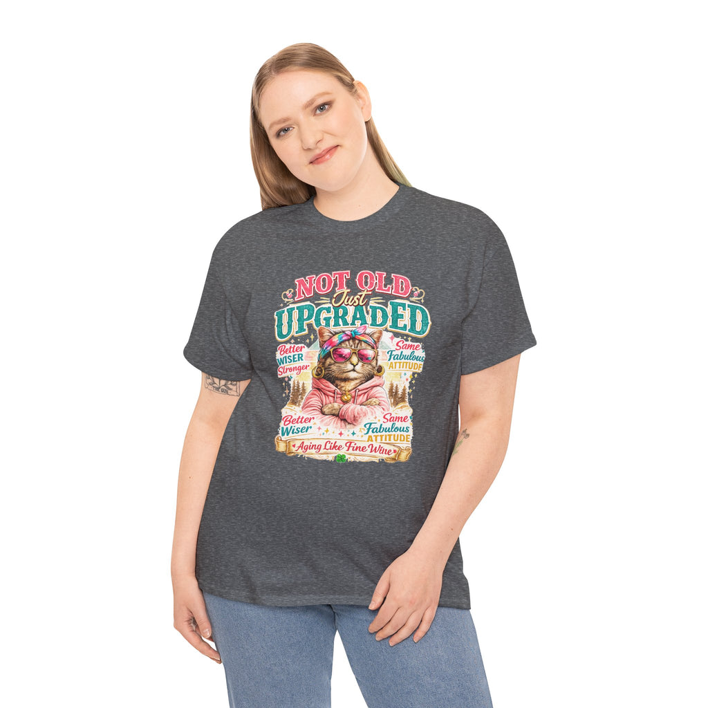 Not Old Just Upgraded Cat T-Shirt | Funny Cat Lover Tee | Vintage Birthday Shirt | Cute Kitty Graphic Tee | Gift for Cat Mom | Cat Lover Gift