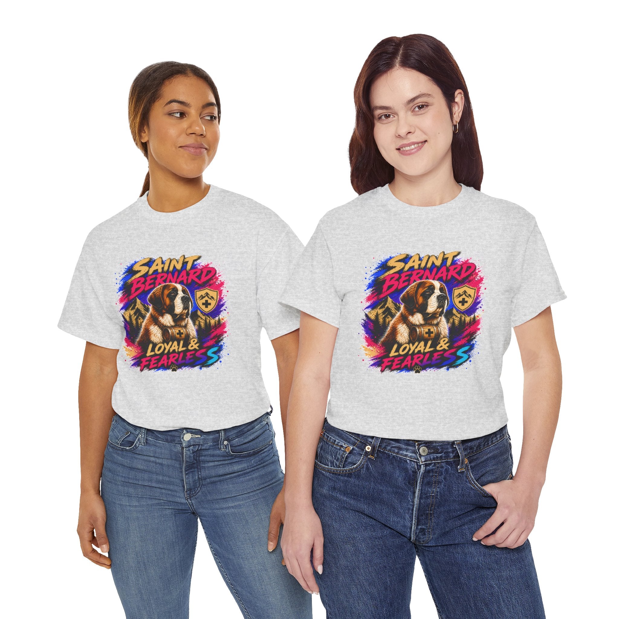 Saint Bernard Dog Shirt, Loyal & Fearless T-Shirt, Colorful Saint Bernard Tee, Dog Lover Gift, Unisex Graphic Tee