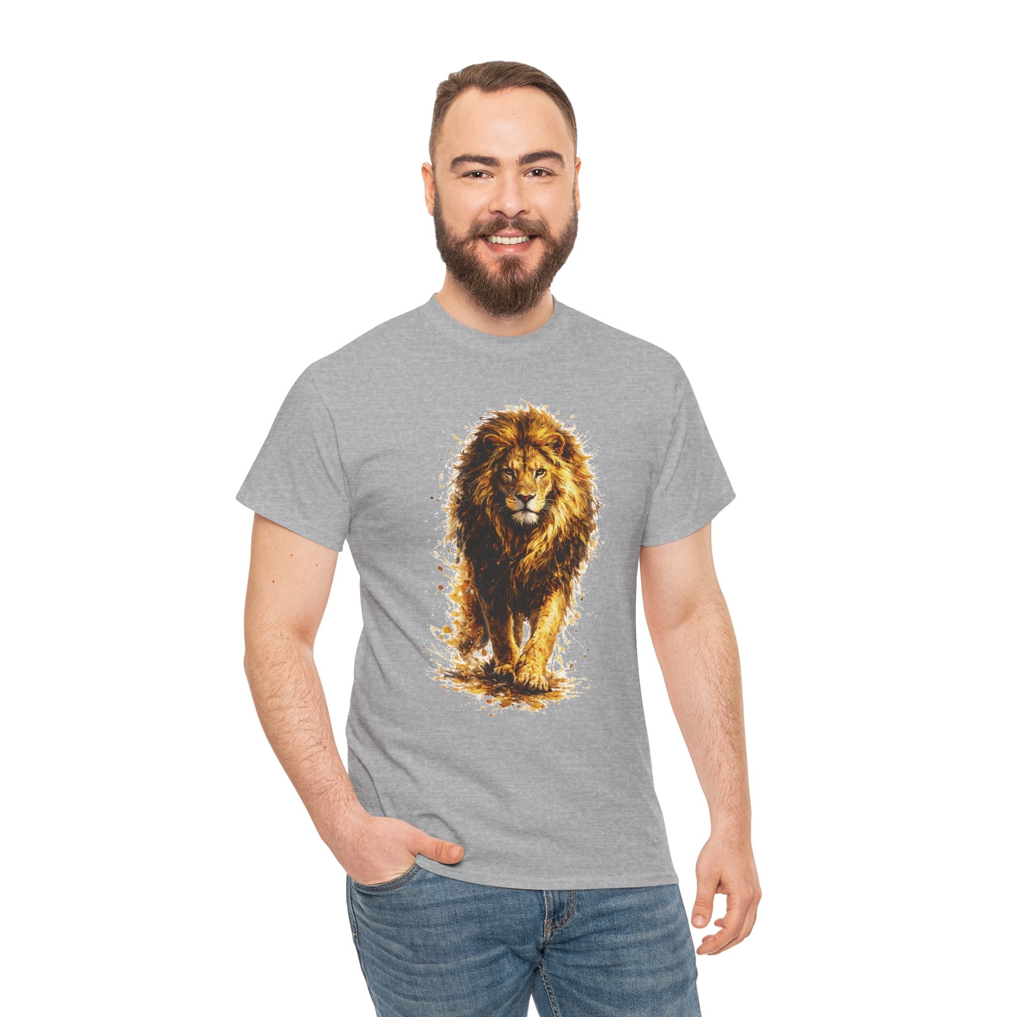Lion Graphic T-Shirt, Majestic Walking Lion Tee, Watercolor Wildlife Shirt, Unisex Animal Graphic Tee, Lion Lover Gift, Nature Art Shirt