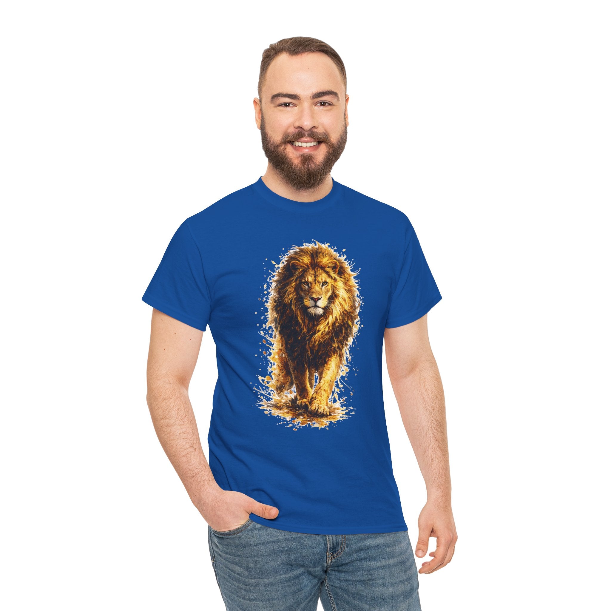Lion Graphic T-Shirt, Majestic Walking Lion Tee, Watercolor Wildlife Shirt, Unisex Animal Graphic Tee, Lion Lover Gift, Nature Art Shirt