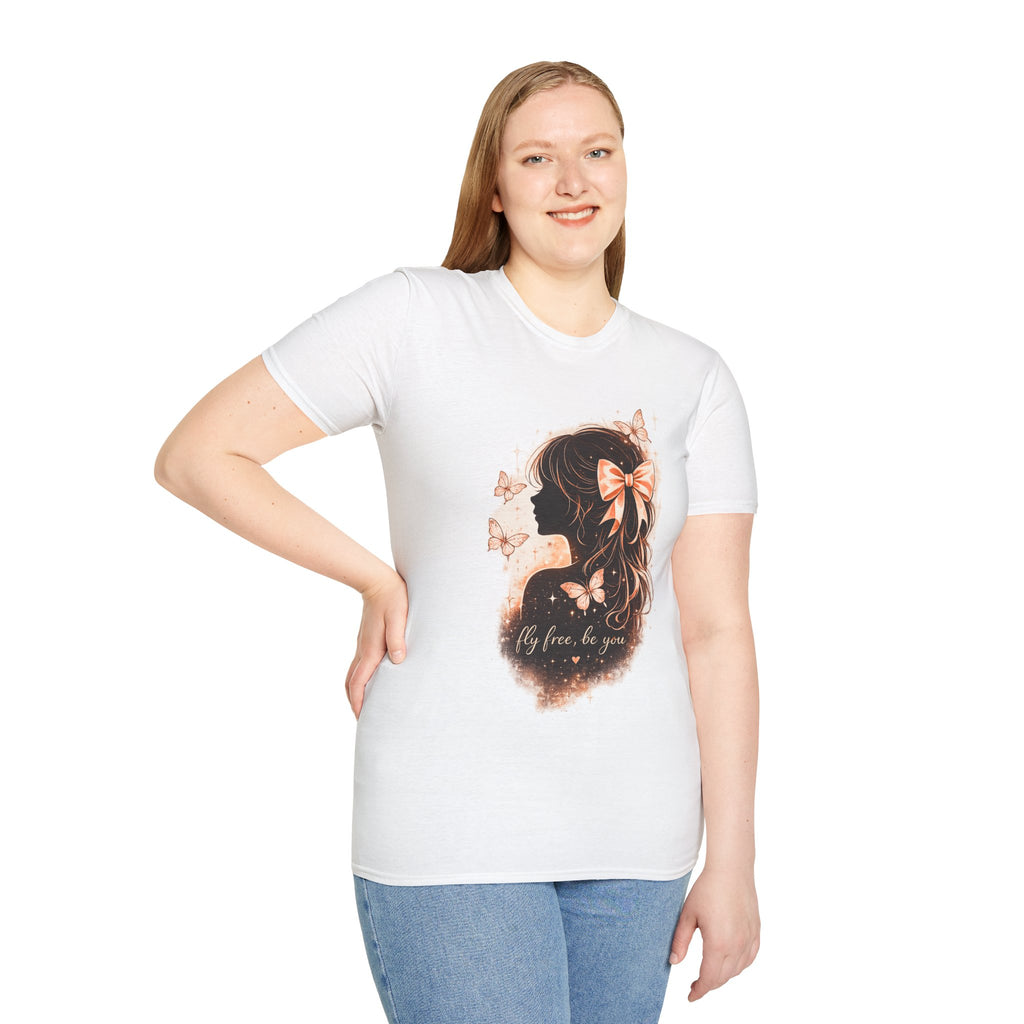 Coquette Butterfly Shirt, Feminine Aesthetic Tee, Soft Girl T-Shirt, Bow Graphic Tee, Cute Butterfly Shirt for Women, Trendy Pinterest Style