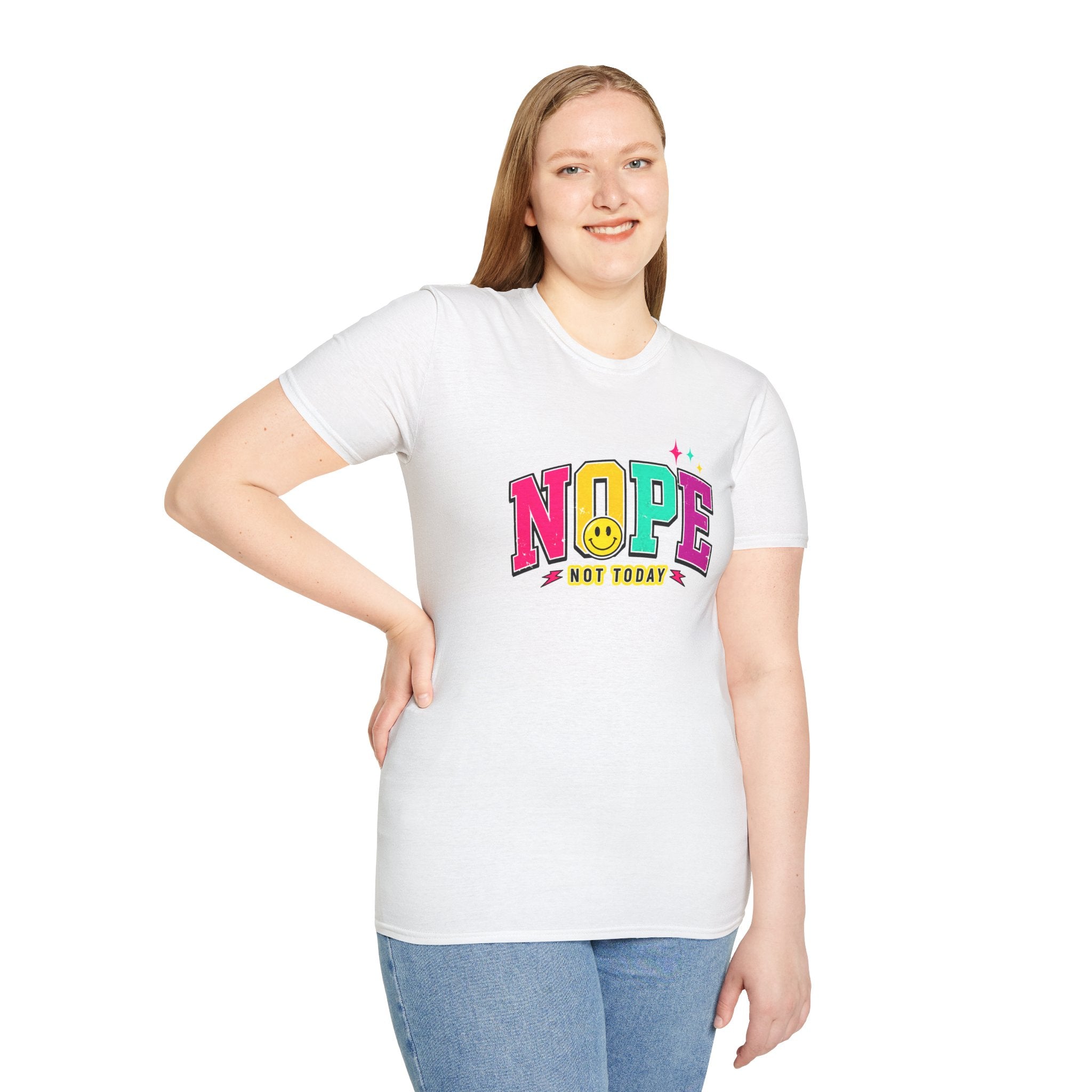 Nope Not Today T-Shirt — Retro Colorful Graphic Tee with Smiley
