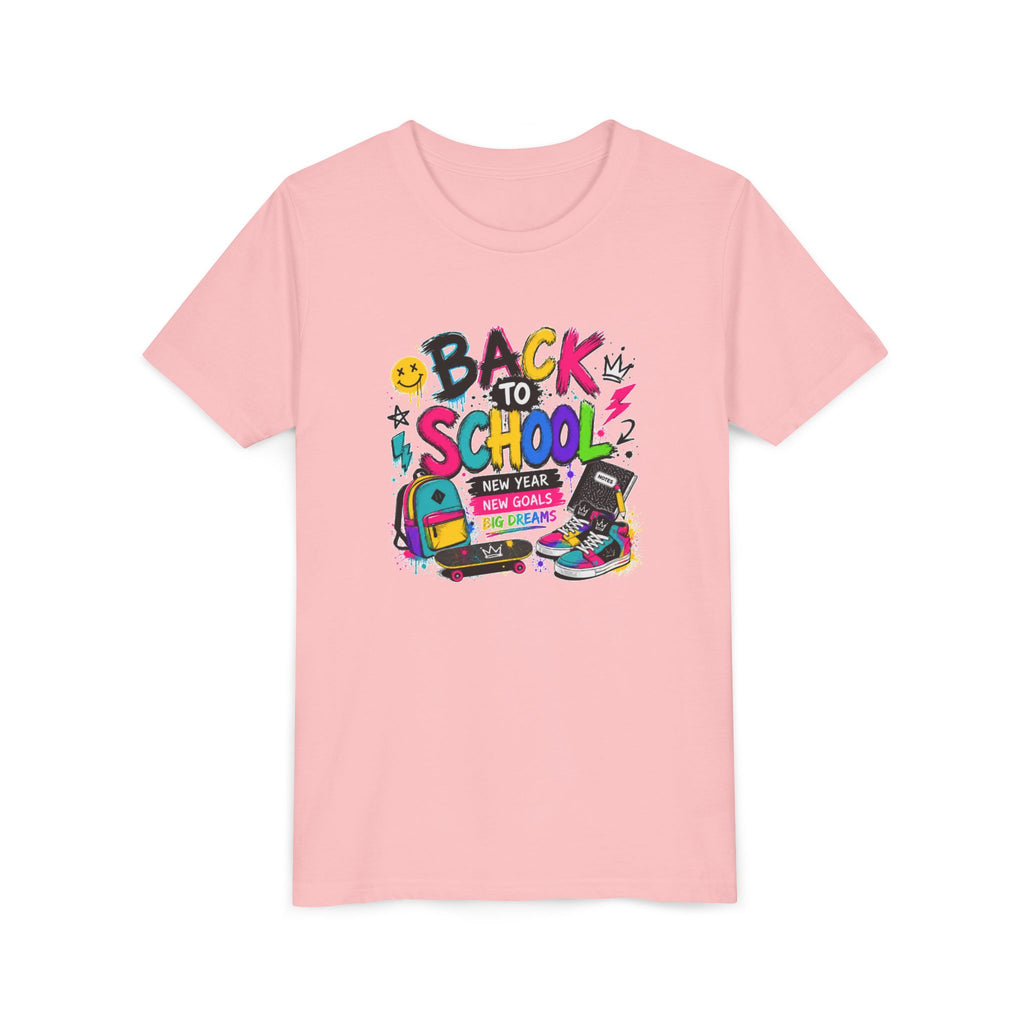 Back to School Youth T-Shirt | First Day of School Shirt | Backpack Sneakers Graphic Tee | Boys Girls School Tee | Student Gift