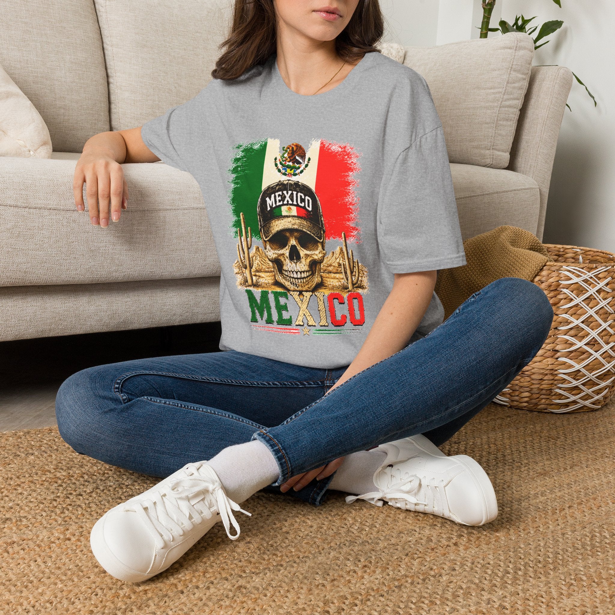 Mexico Flag Skull T-Shirt, Vintage Mexican Skull Shirt, Dia De Los Muertos Tee, Patriotic Mexico Graphic Tee, Gift for Men Women
