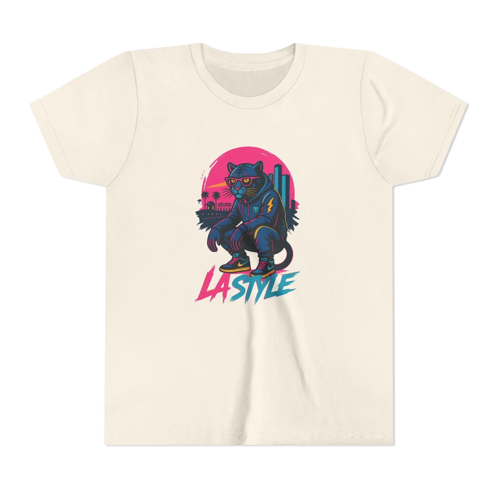 Youth Tee — Retro 'LA Style' Neon Panther Skate Design