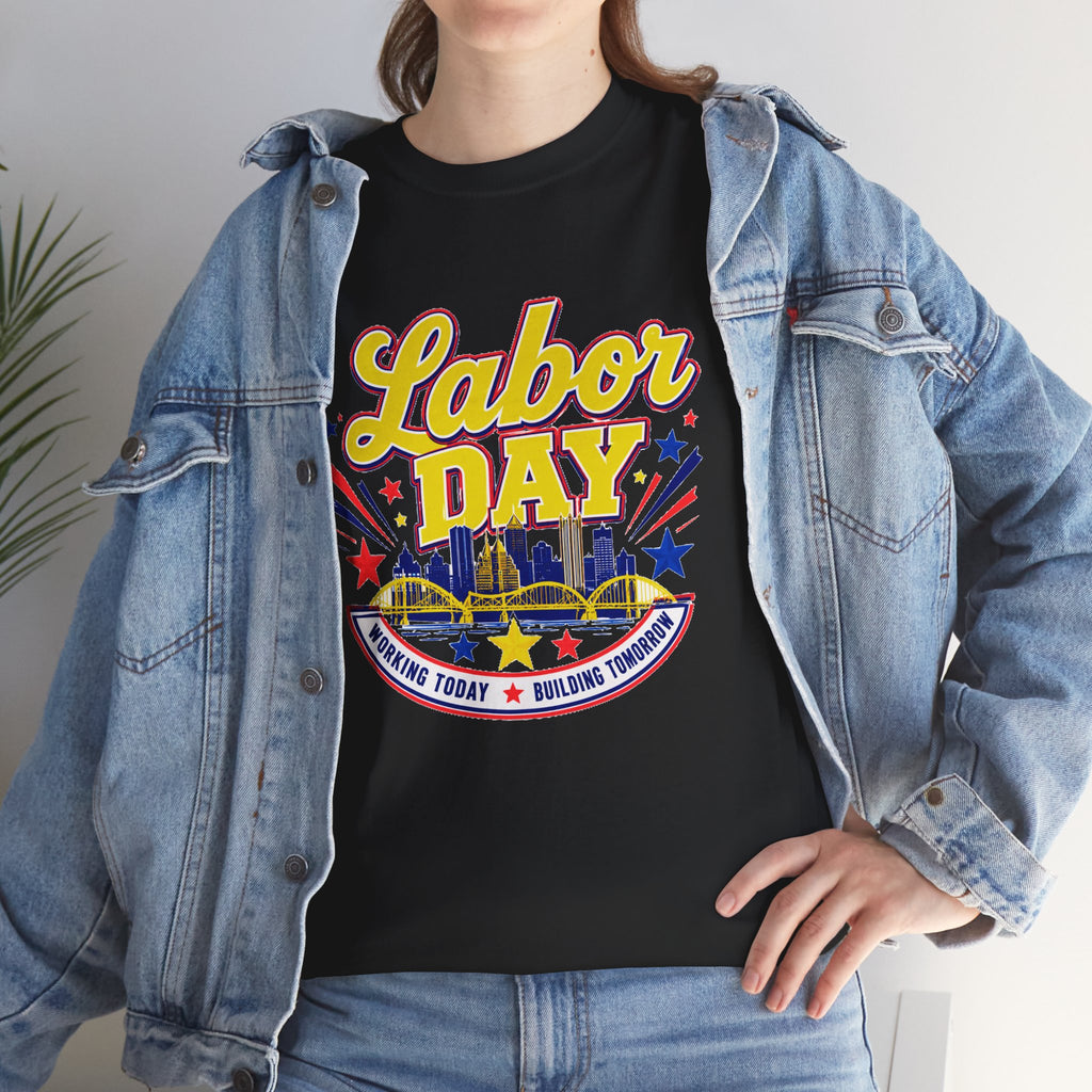 Labor Day Skyline T‑Shirt — Retro Stars & Stripes Celebration Tee