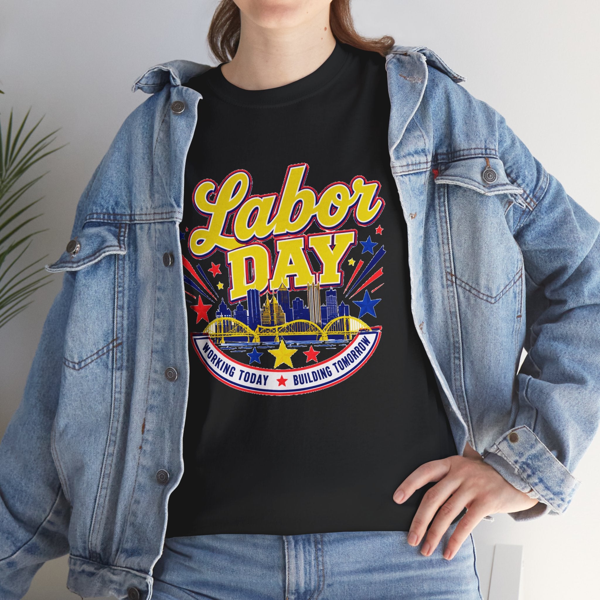 Labor Day Skyline T‑Shirt — Retro Stars & Stripes Celebration Tee