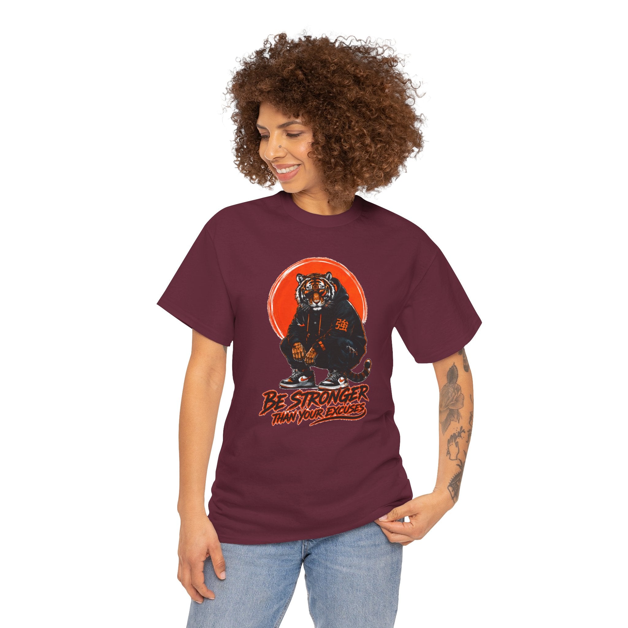 Tiger Graphic Tee — "Be Stronger Than Your Doubts" Motivational T-Shirt