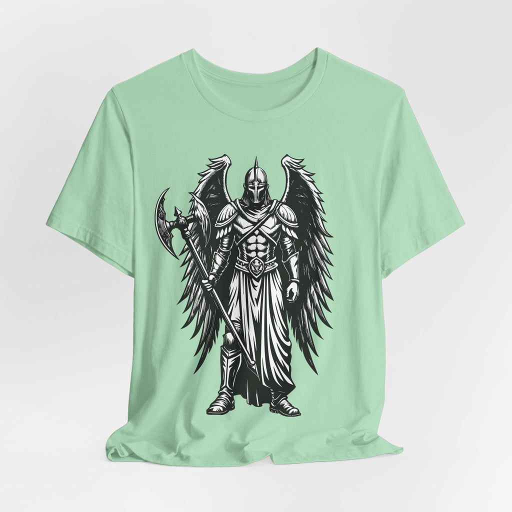 Angel of War Graphic Tee — Winged Knight Armor T-Shirt