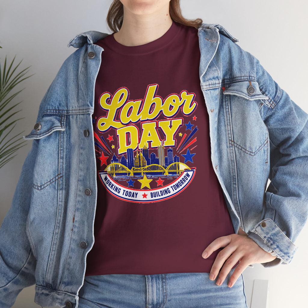 Labor Day Skyline T‑Shirt — Retro Stars & Stripes Celebration Tee