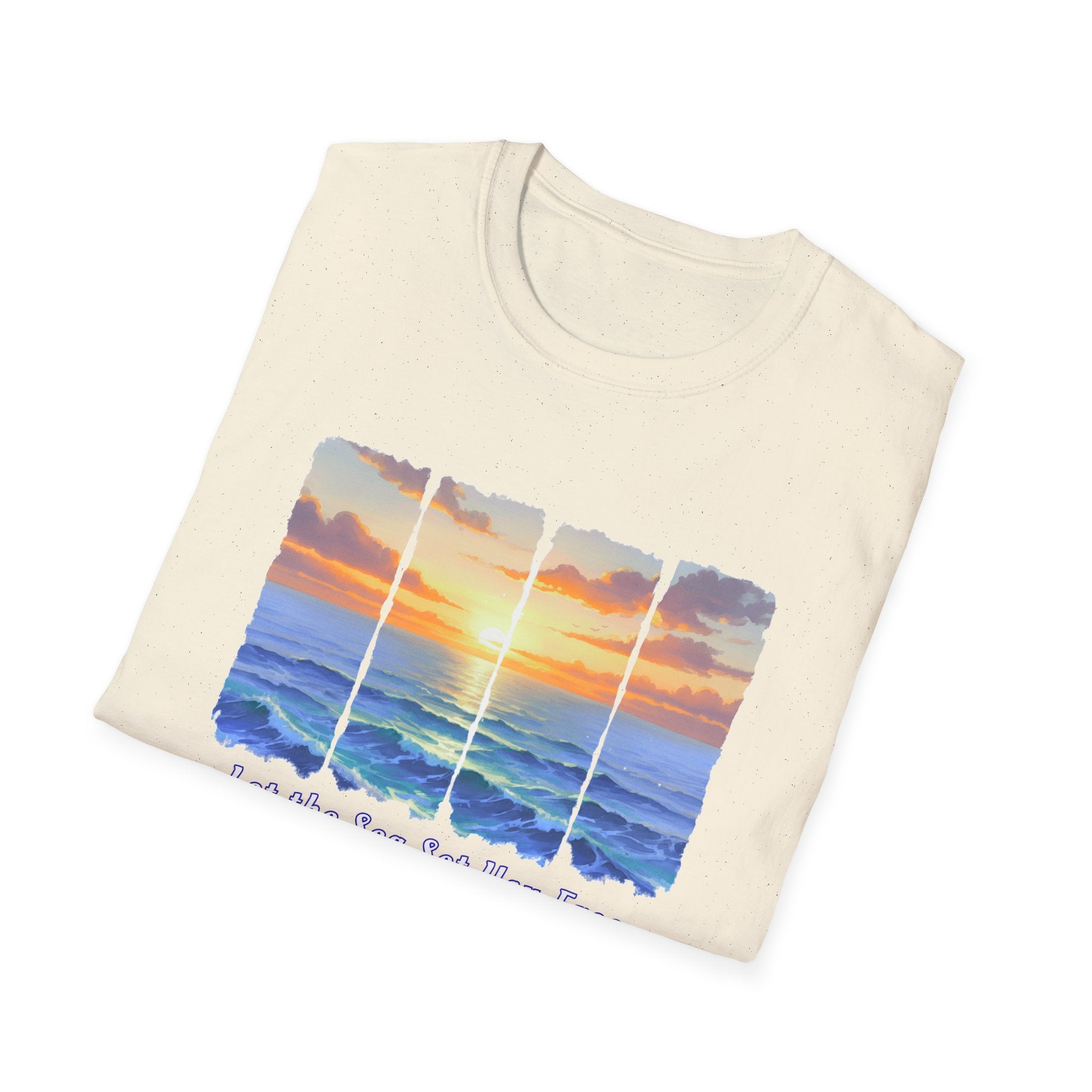Sunset Ocean Shirt Let the Sea Set You Free Beach T Shirt Summer Vacation Tee Aesthetic Sea Wave Graphic Shirt