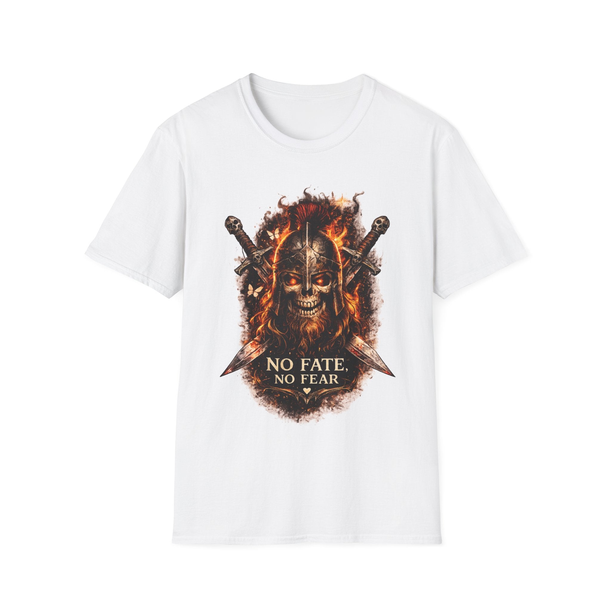 Viking Skull T-Shirt, Dragon Warrior Tee, Biker Graphic Shirt, Gothic Viking Shirt, No Fate No Fear Tee, Fantasy Streetwear