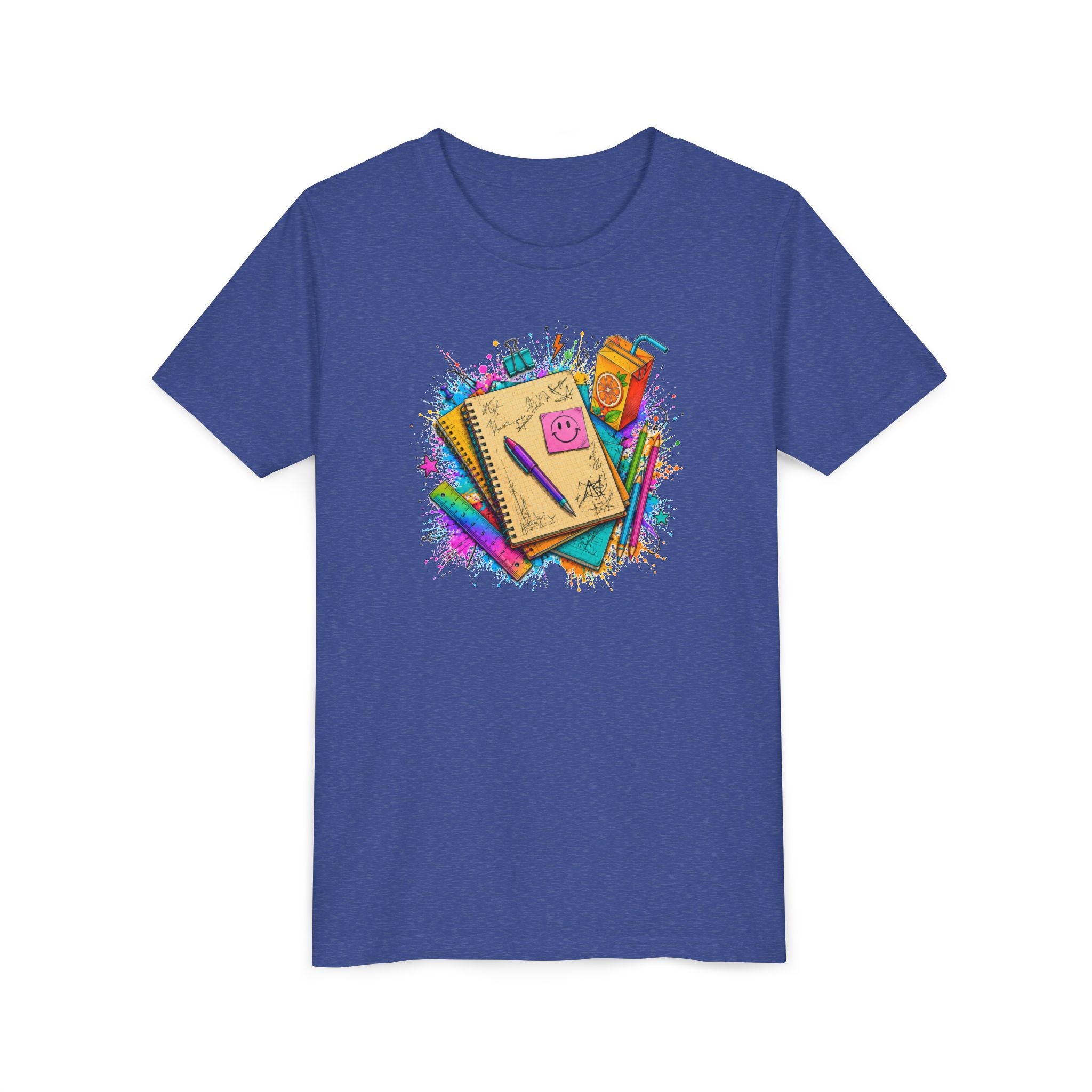 Kids Back to School T‑Shirt — Colorful Notebooks & Pencil Design