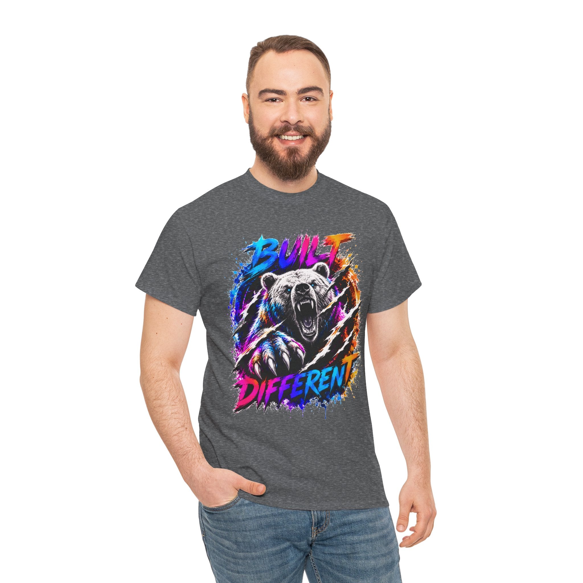 Built Different Bear T-Shirt — Bold Retro Grunge Graphic Tee