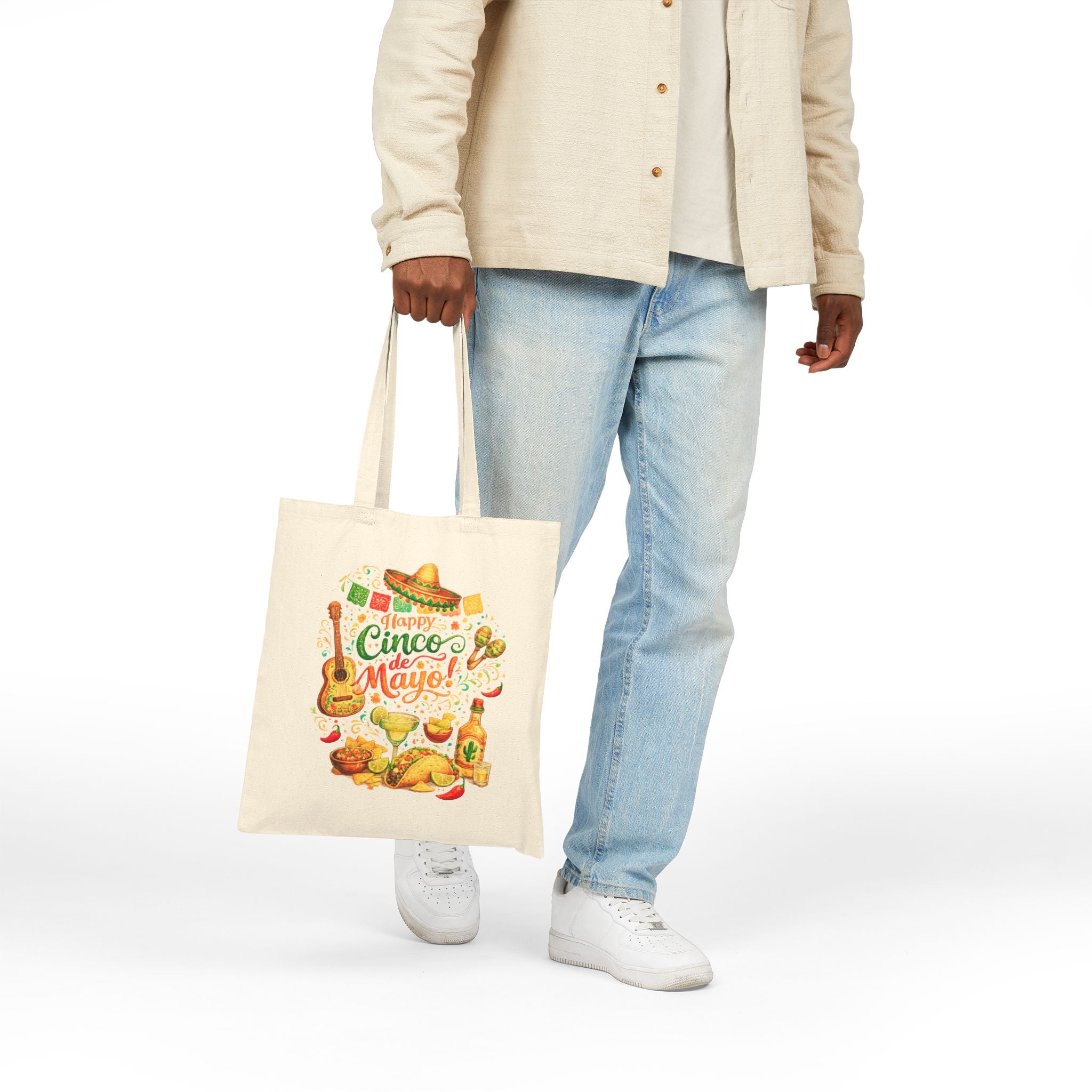 Cinco de Mayo Canvas Tote Bag — Festive Mexican Fiesta Grocery & Market Bag