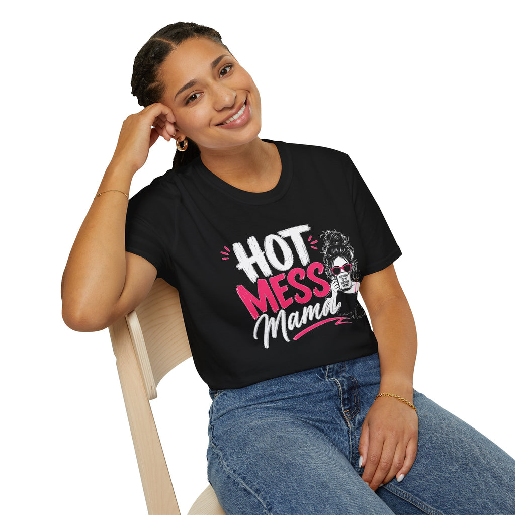 Hot Mess Mama Coffee Lover Shirt, Funny Mom Life Graphic Tee, Caffeine Humor T-Shirt for Moms