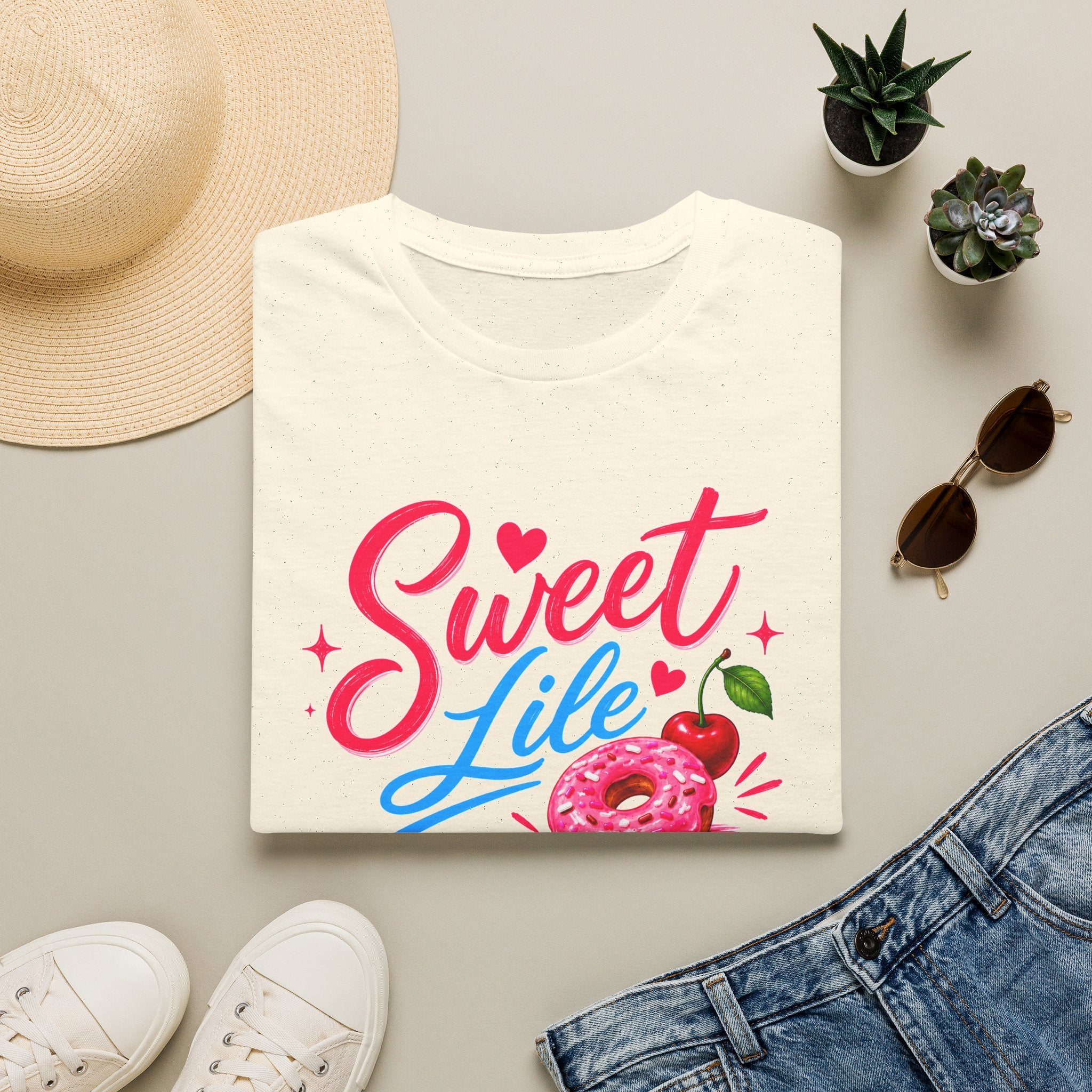 Sweet Life T-Shirt — Cute Donut & Cherry Graphic