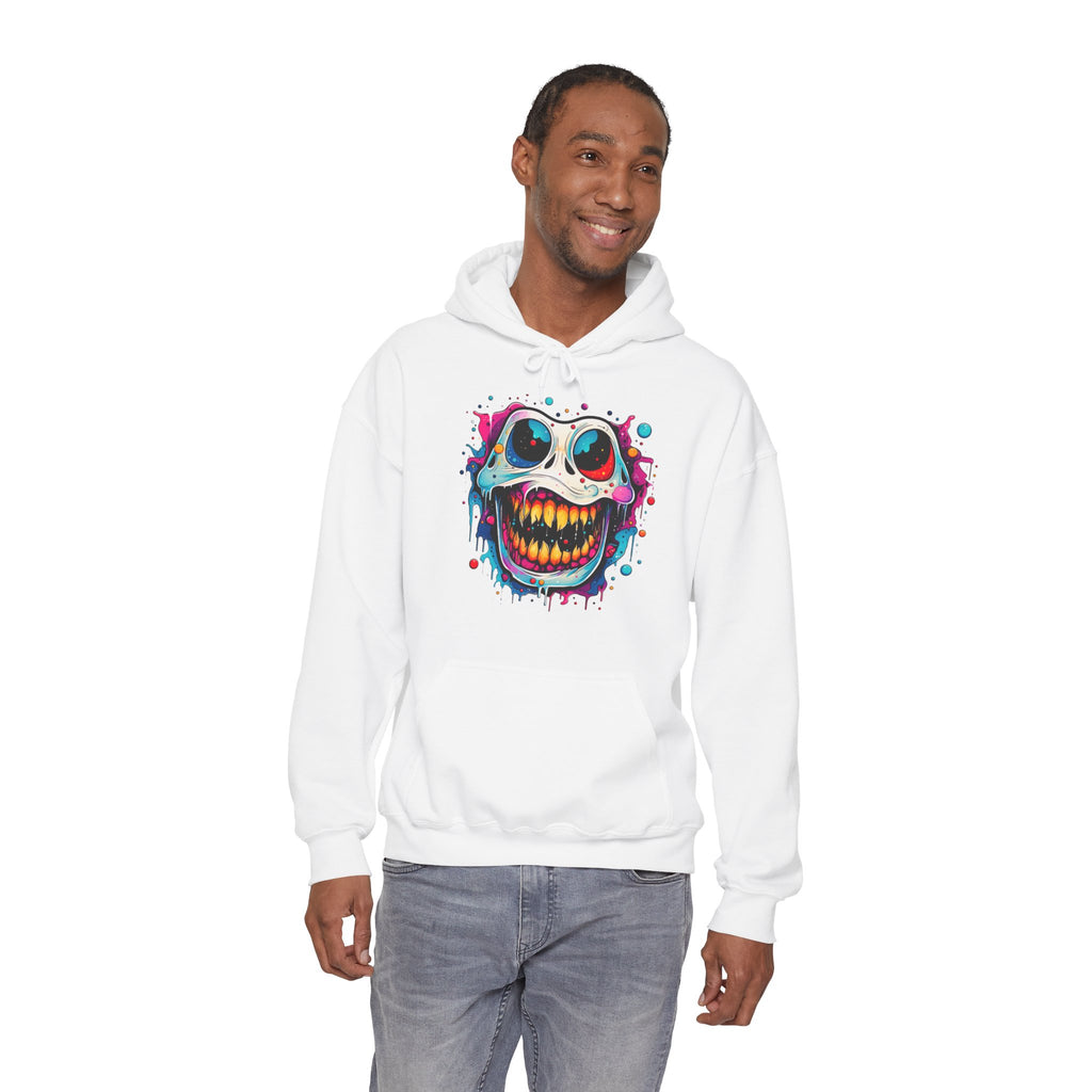 Unisex Skull Smile Hoodie - Colorful Drippy Graffiti Skull Pullover