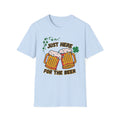 St. Patrick’s Beer T-Shirt — "Just Here for the Beer" Funny Clover Pub Tee