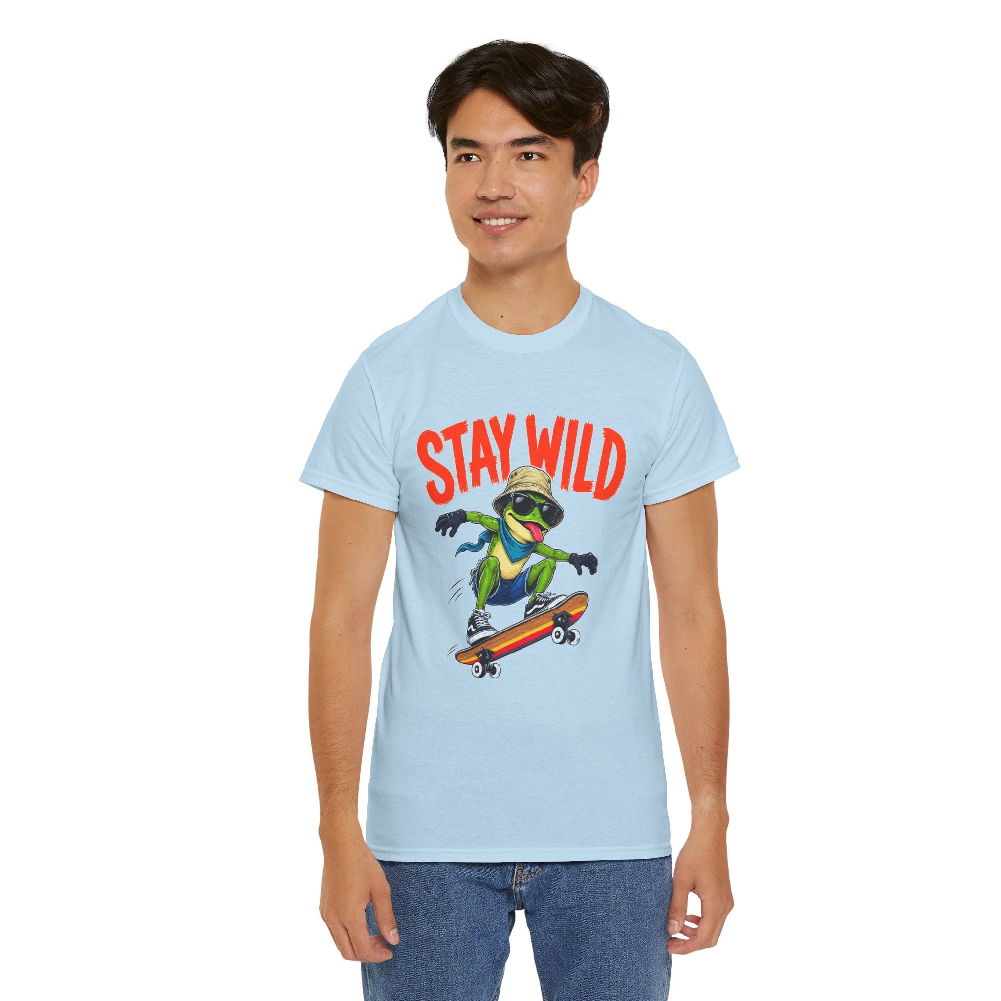 Stay Wild Frog Skateboard Shirt, Funny Frog T-Shirt, Skater Graphic Tee, Retro Frog Shirt, Cool Unisex Streetwear Tee