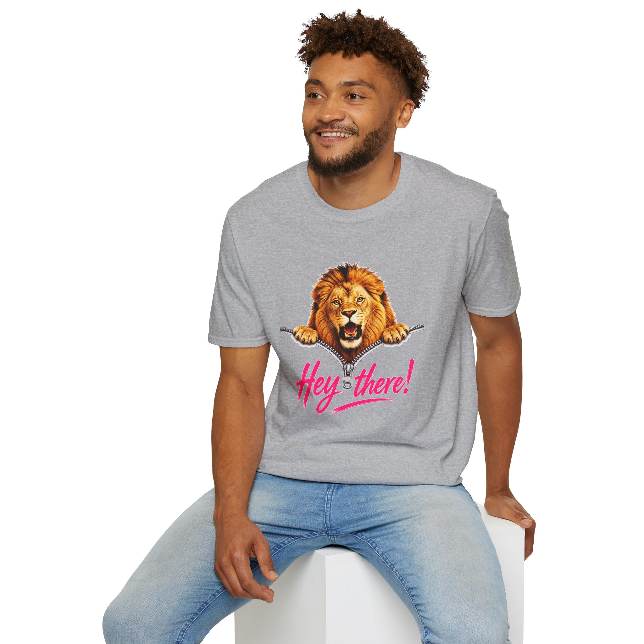 Lion Graphic Tee, Hey There Lion Shirt, Cute Roaring Lion T-Shirt, Funny Animal Graphic Tee, Unisex Casual Shirt
