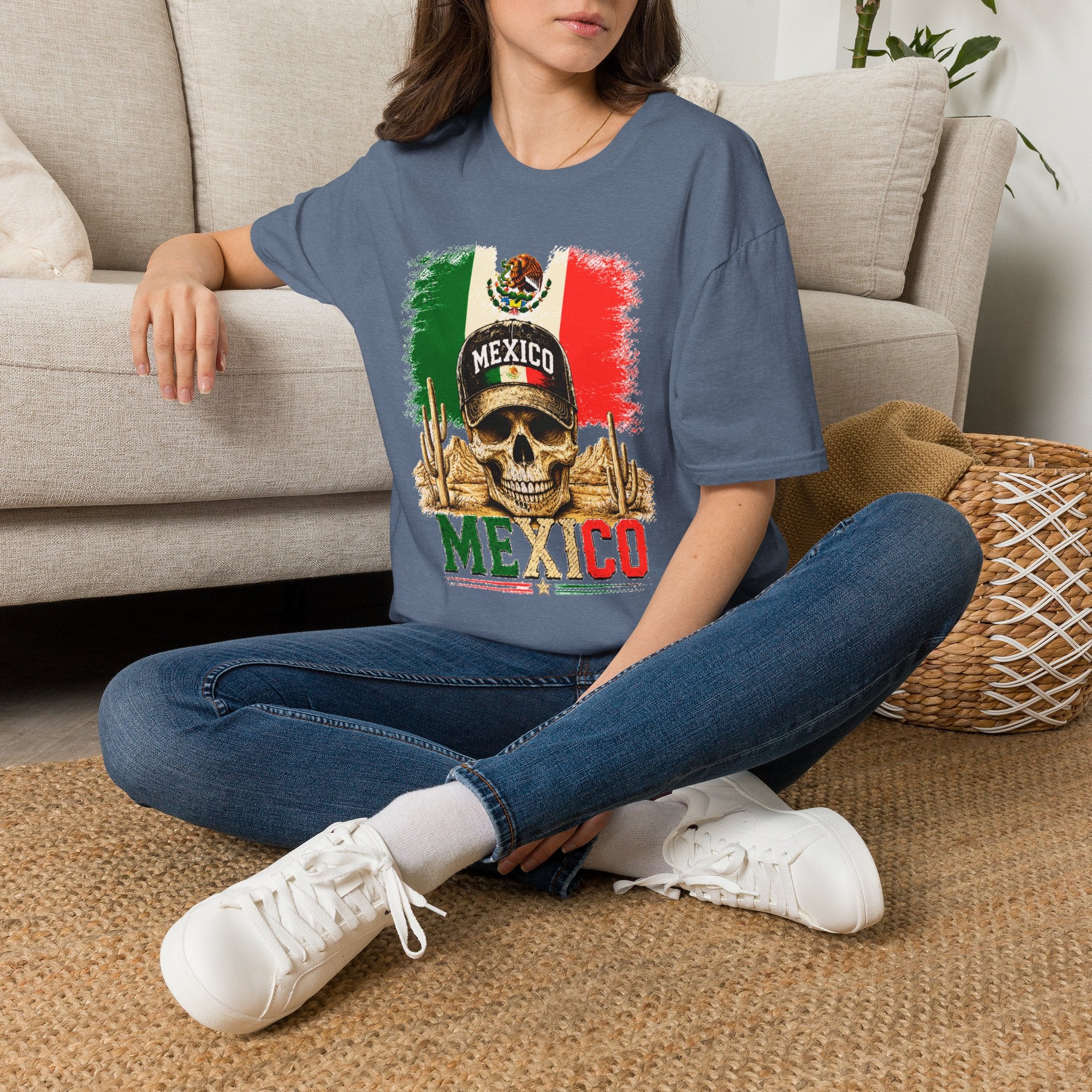 Mexico Flag Skull T-Shirt, Vintage Mexican Skull Shirt, Dia De Los Muertos Tee, Patriotic Mexico Graphic Tee, Gift for Men Women