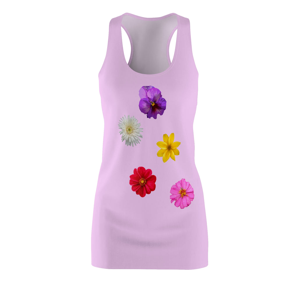 Floral Cascade Racerback Dress – Pastel Pink Wildflower Print