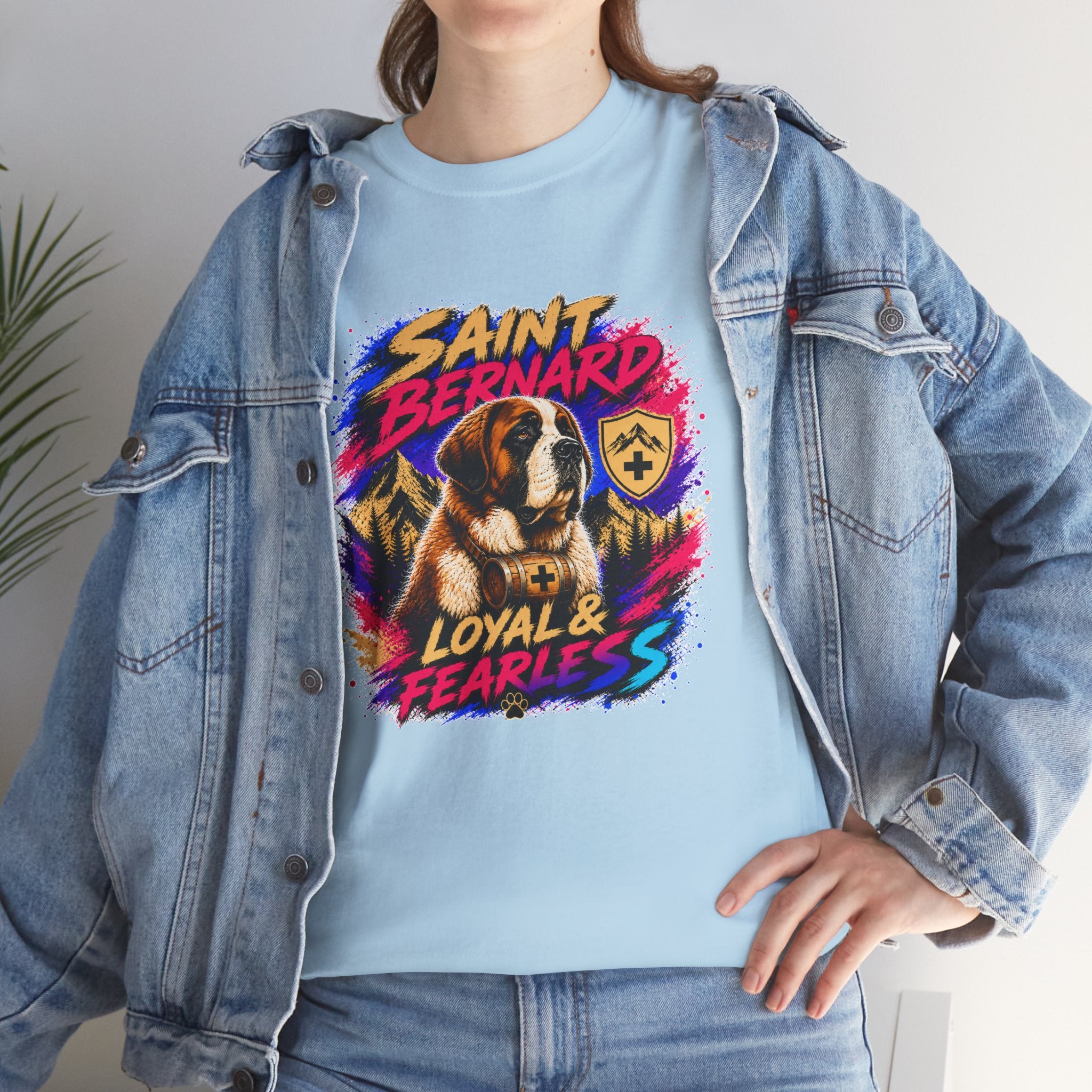 Saint Bernard Dog Shirt, Loyal & Fearless T-Shirt, Colorful Saint Bernard Tee, Dog Lover Gift, Unisex Graphic Tee