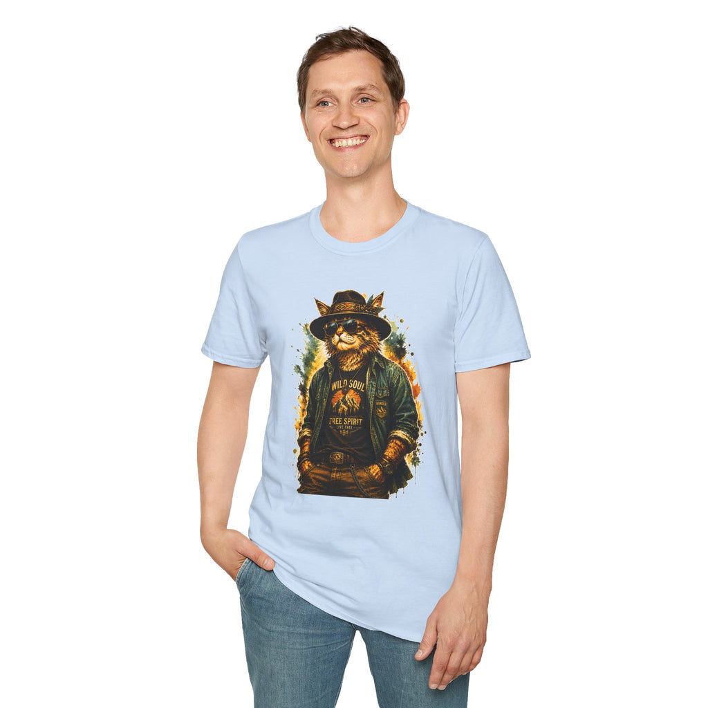 Boho Cat T-Shirt, Wild Soul Cat Tee, Vintage Cat Graphic Shirt, Cat Lover Gift, Hippie Cat Shirt, Bohemian Animal Tee