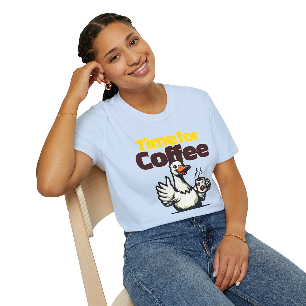 Time for Coffee Goose T-Shirt ☕🪿 Funny Cute Coffee Lover Graphic Tee Unisex Gift