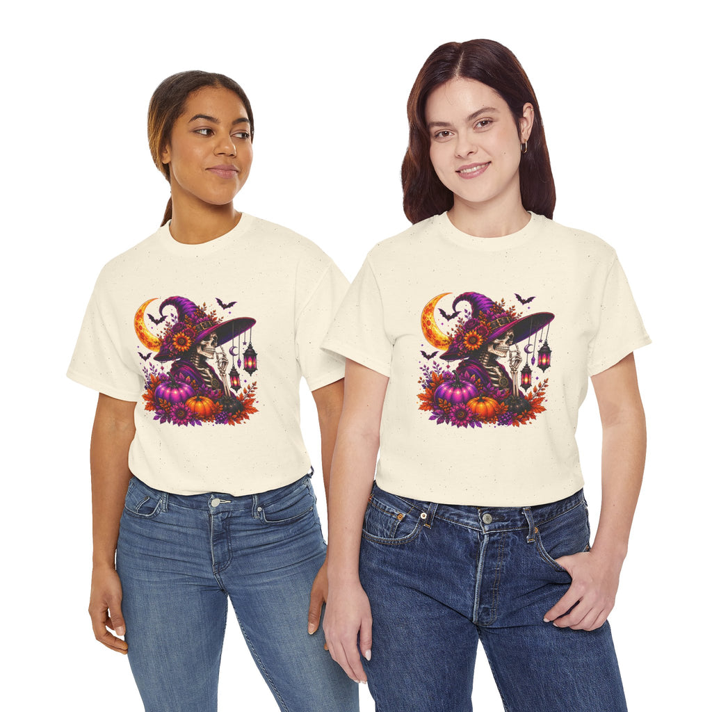 Halloween Witch Skeleton T-Shirt, Spooky Pumpkin Moon Tee, Gothic Fall Graphic Shirt, Halloween Gift for Her
