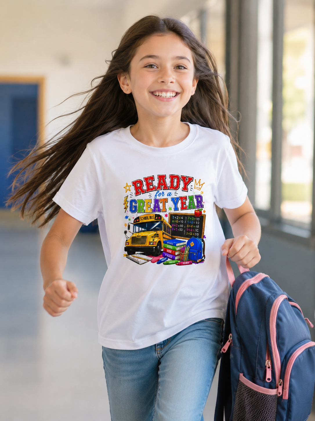 Kids T-Shirt — "Ready For A Great Year" School Bus Back-to-School Tee