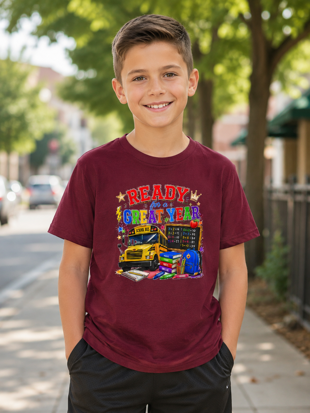 Kids T-Shirt — "Ready For A Great Year" School Bus Back-to-School Tee