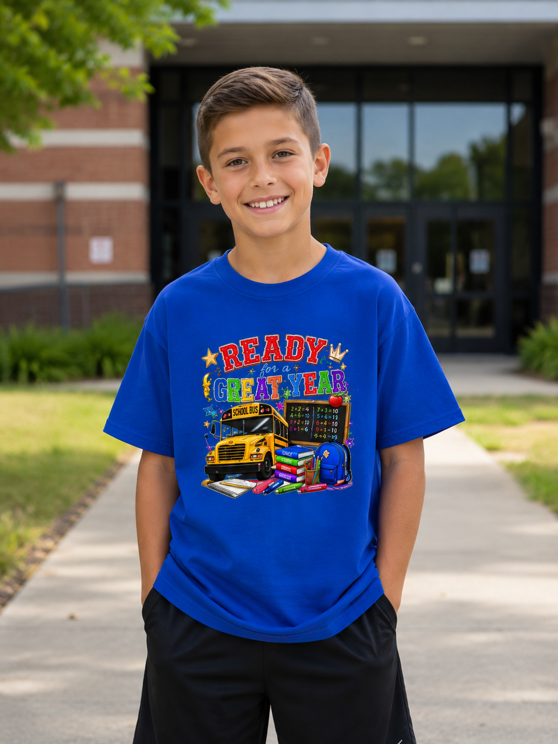 Kids T-Shirt — "Ready For A Great Year" School Bus Back-to-School Tee