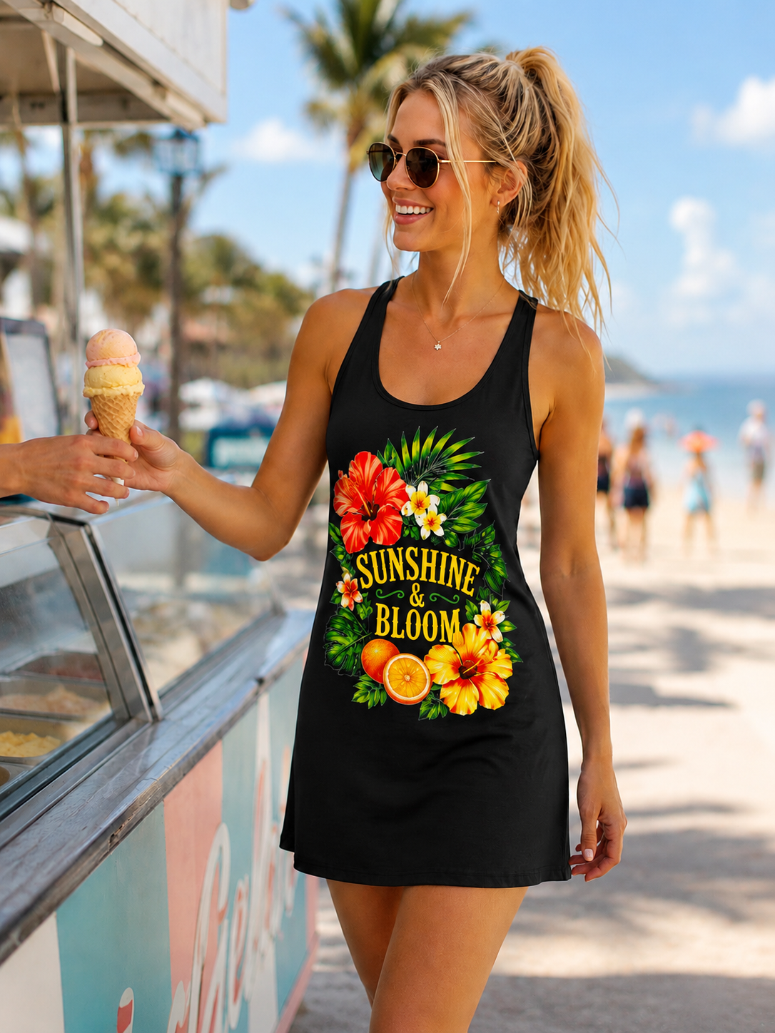Racerback Dress — Sunshine & Bloom Tropical Floral Print