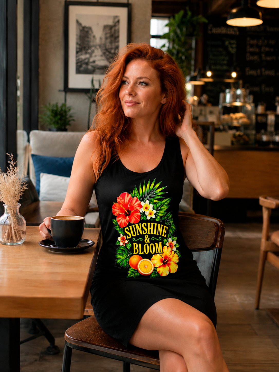 Racerback Dress — Sunshine & Bloom Tropical Floral Print