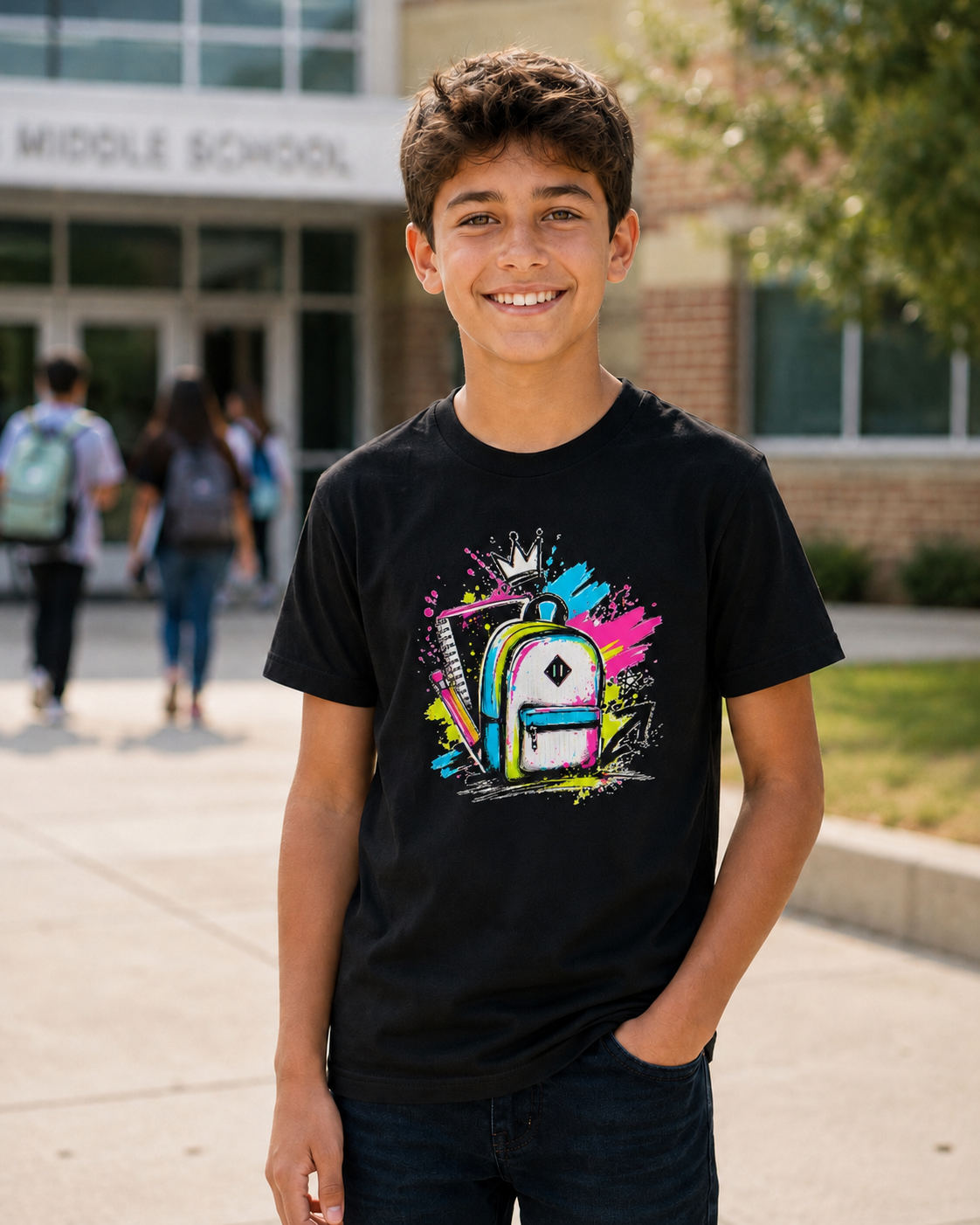 Back to School Kids T-Shirt | Graffiti Backpack Graphic Tee | First Day of School Shirt | Boys Girls Youth Tee