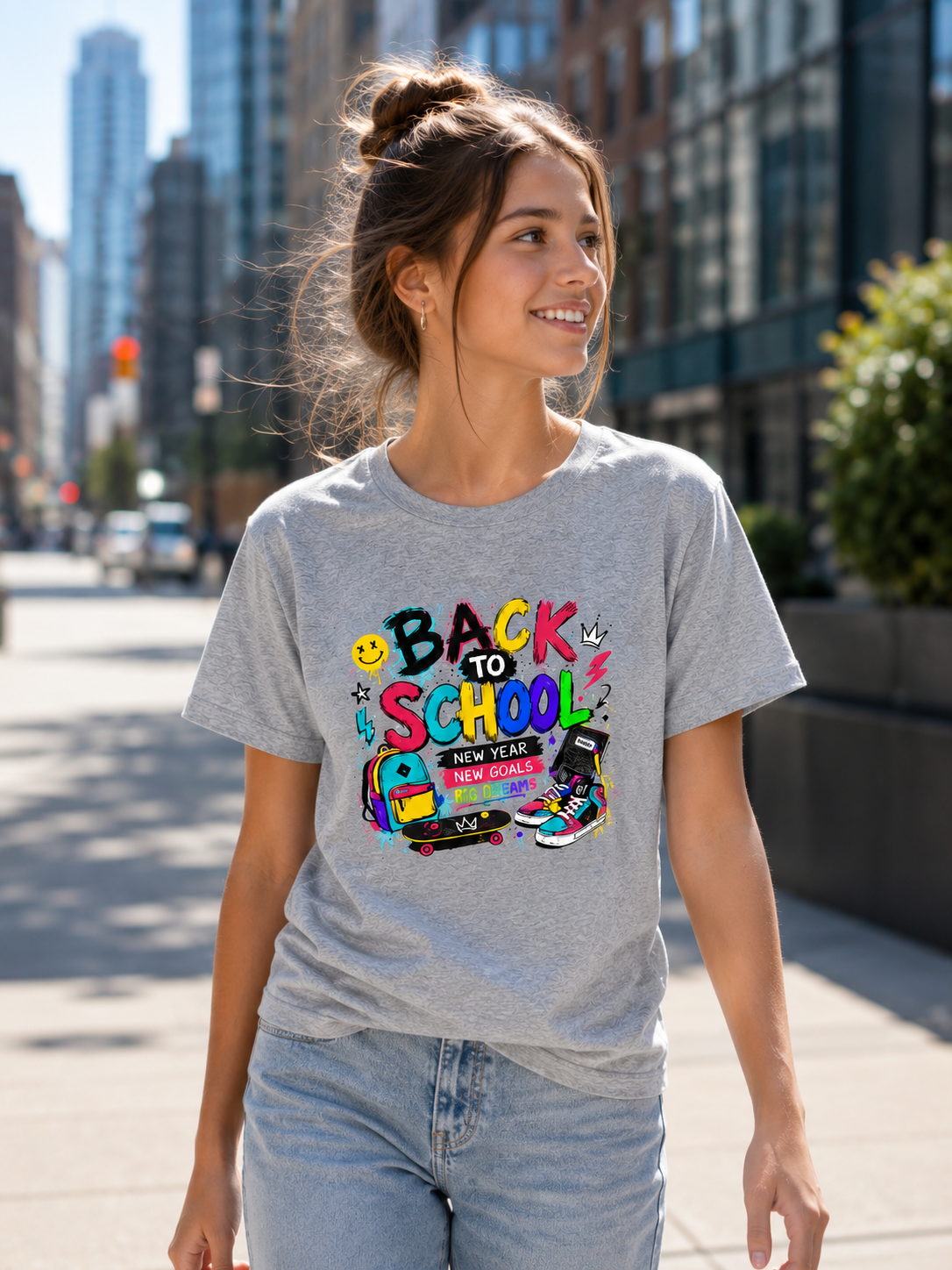 Back to School Youth T-Shirt | First Day of School Shirt | Backpack Sneakers Graphic Tee | Boys Girls School Tee | Student Gift