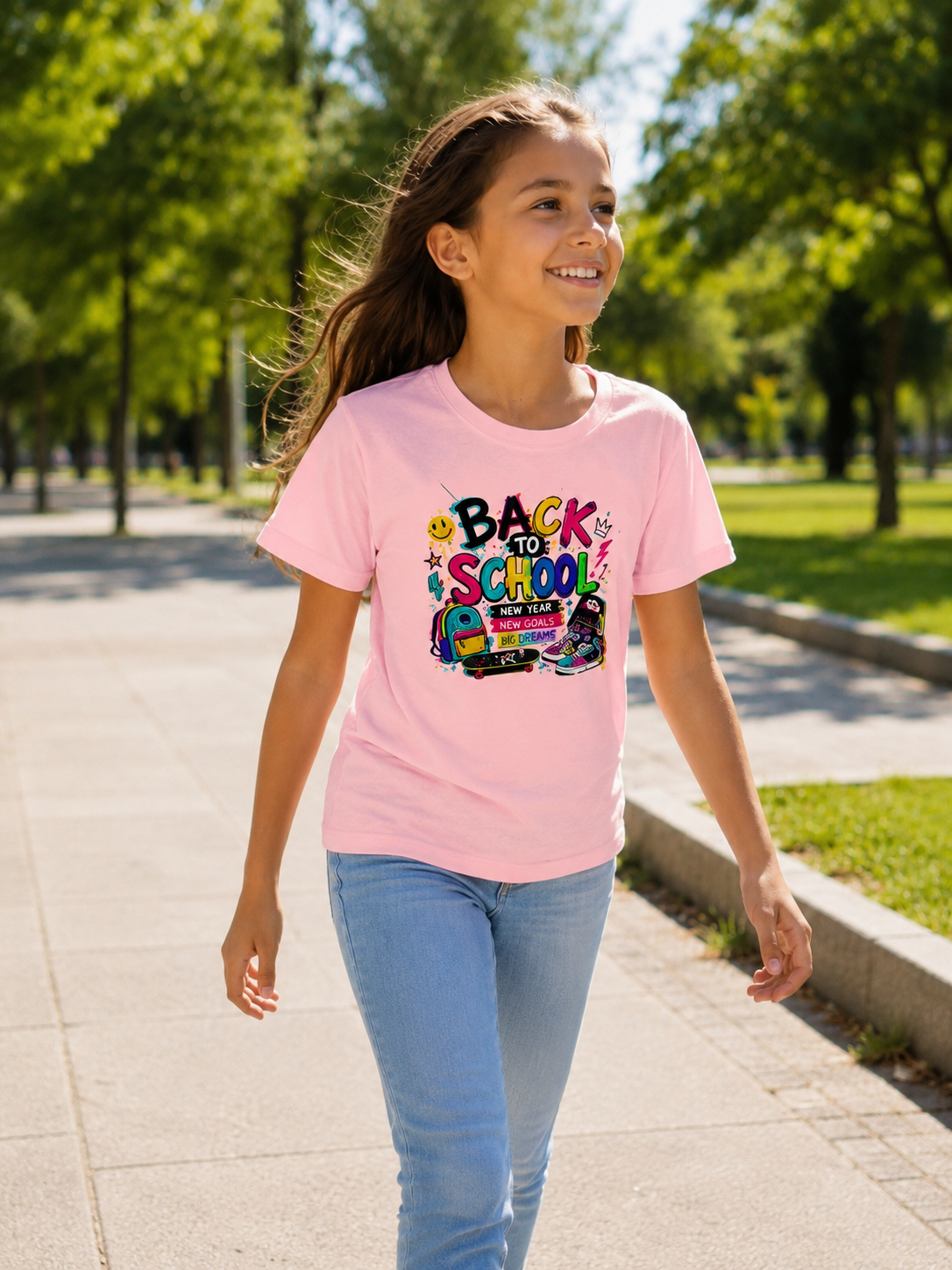 Back to School Youth T-Shirt | First Day of School Shirt | Backpack Sneakers Graphic Tee | Boys Girls School Tee | Student Gift
