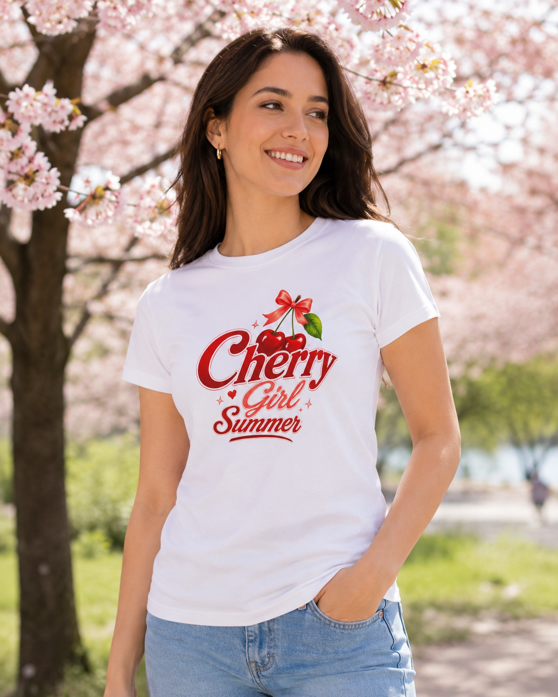 Cherry Girl Summer T-Shirt | Cute Retro Cherry Tee | Coquette Aesthetic Shirt | Summer Graphic Tee | Trendy Women's Shirt