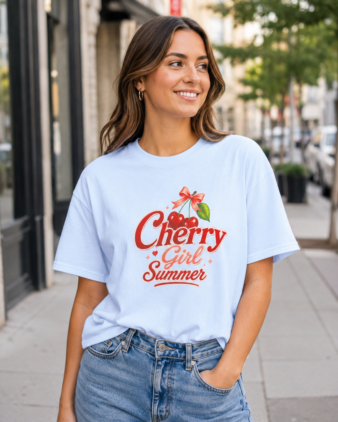 Cherry Girl Summer T-Shirt | Cute Retro Cherry Tee | Coquette Aesthetic Shirt | Summer Graphic Tee | Trendy Women's Shirt