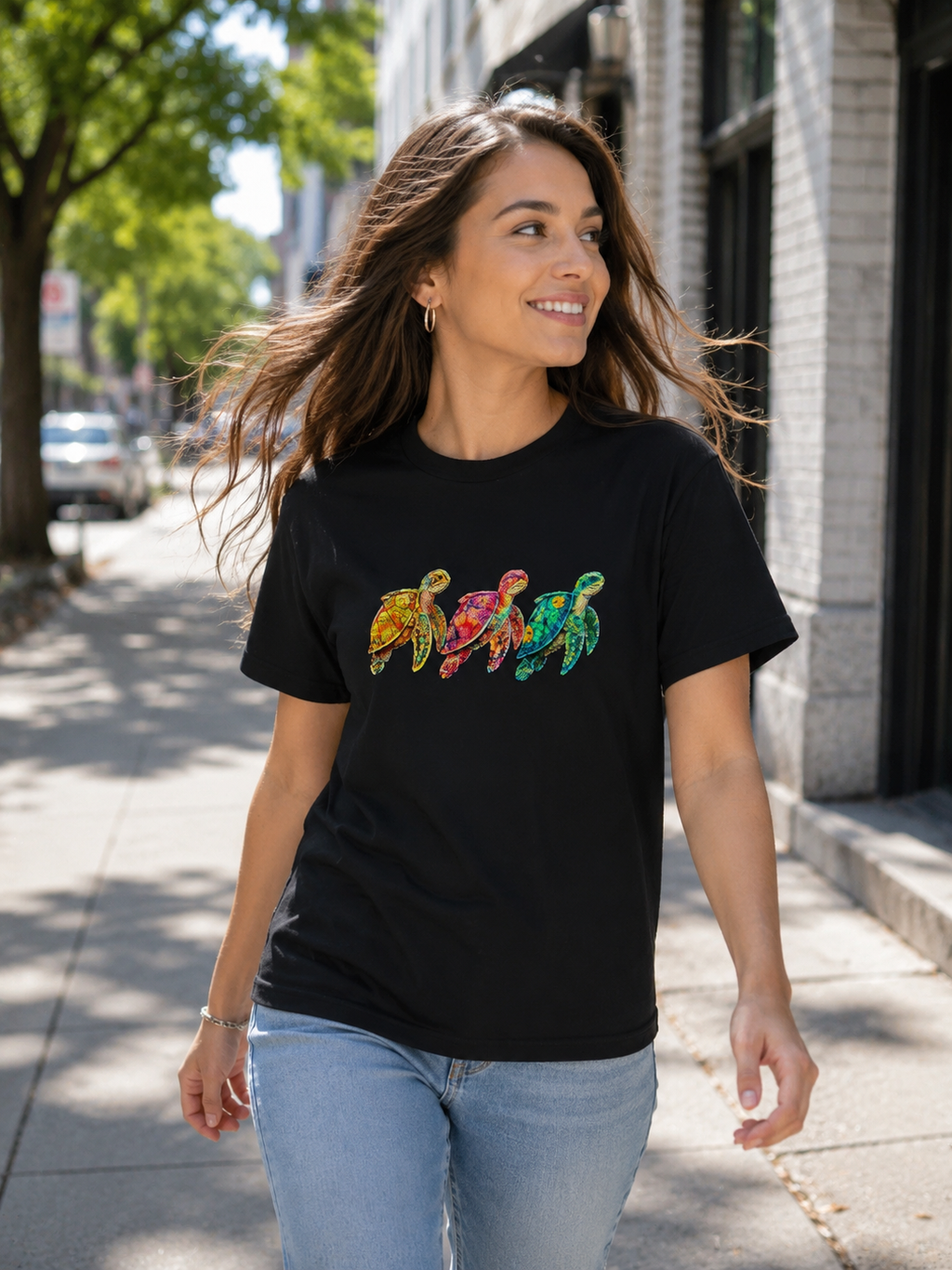 Sea Turtle T-Shirt, Colorful Sea Turtle Tee, Beach Lover Shirt, Ocean Lover Gift, Coastal Graphic Tee, Marine Life Shirt, Summer Vacation Tee