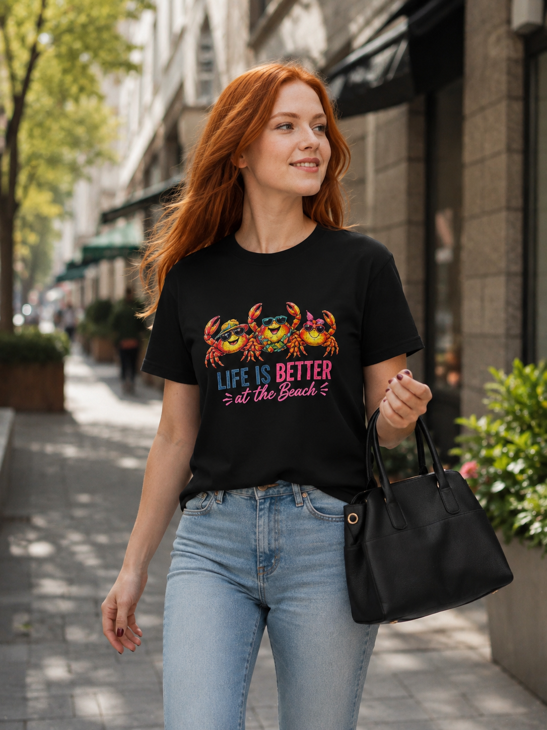 Funny Beach Crab T-Shirt | Life Is Better at the Beach Tee | Cute Summer Vacation Shirt | Coastal Graphic Tee | Ocean Lover Gift