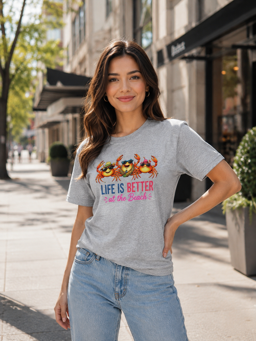 Funny Beach Crab T-Shirt | Life Is Better at the Beach Tee | Cute Summer Vacation Shirt | Coastal Graphic Tee | Ocean Lover Gift