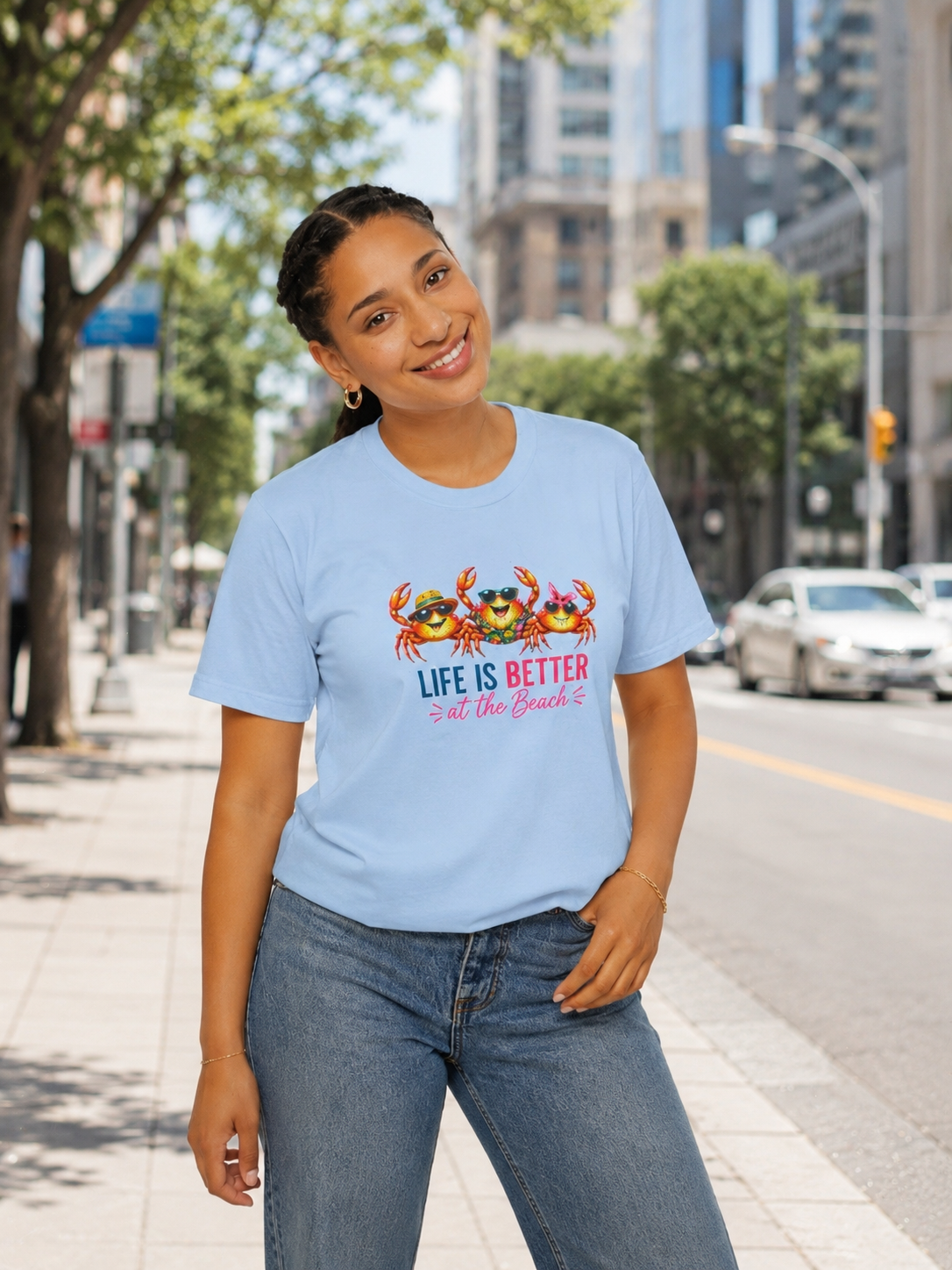 Funny Beach Crab T-Shirt | Life Is Better at the Beach Tee | Cute Summer Vacation Shirt | Coastal Graphic Tee | Ocean Lover Gift