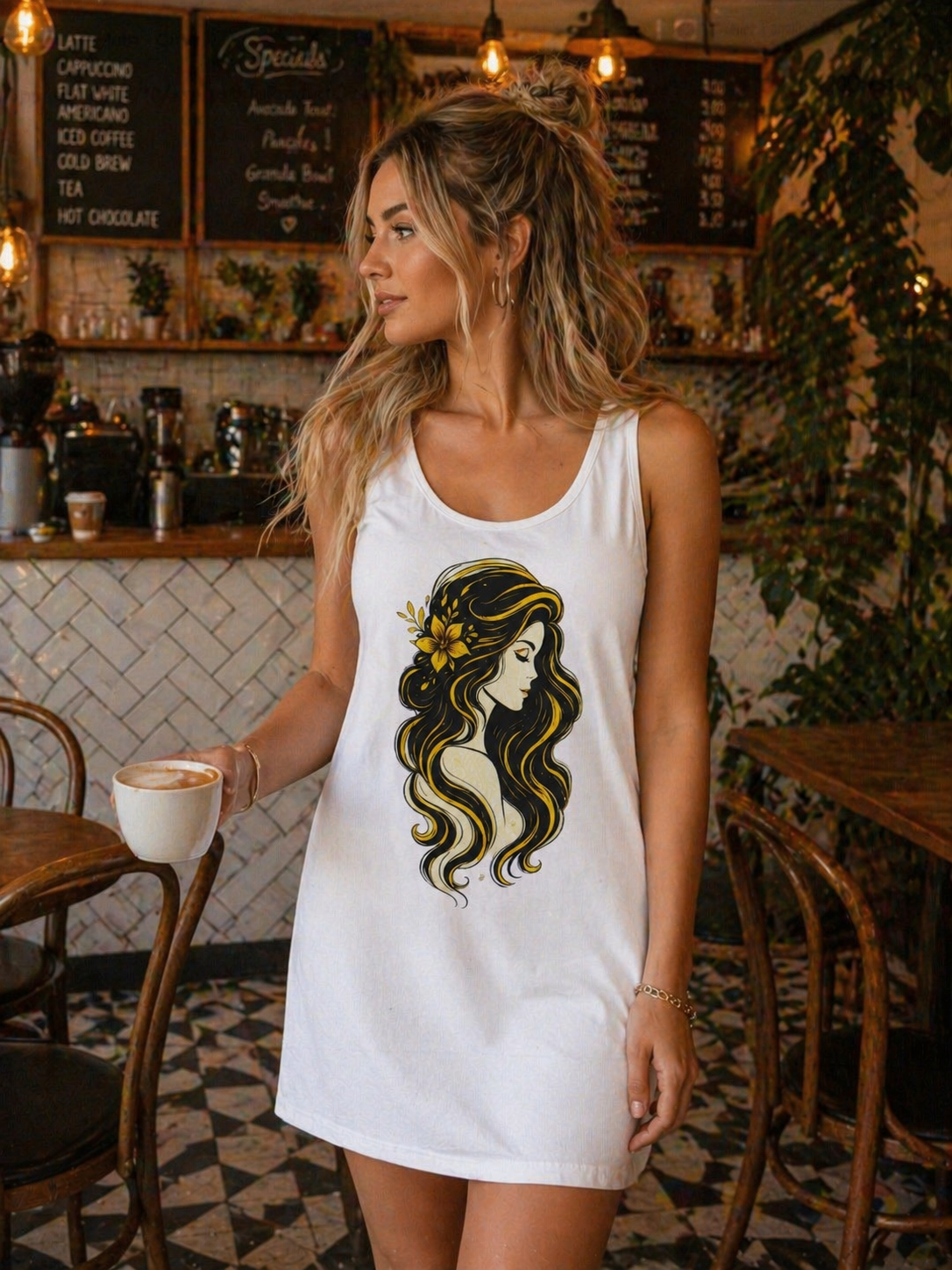 Women Tank Dress Boho Girl Graphic Summer Mini Dress Aesthetic Outfit Casual Cute Gift for Her