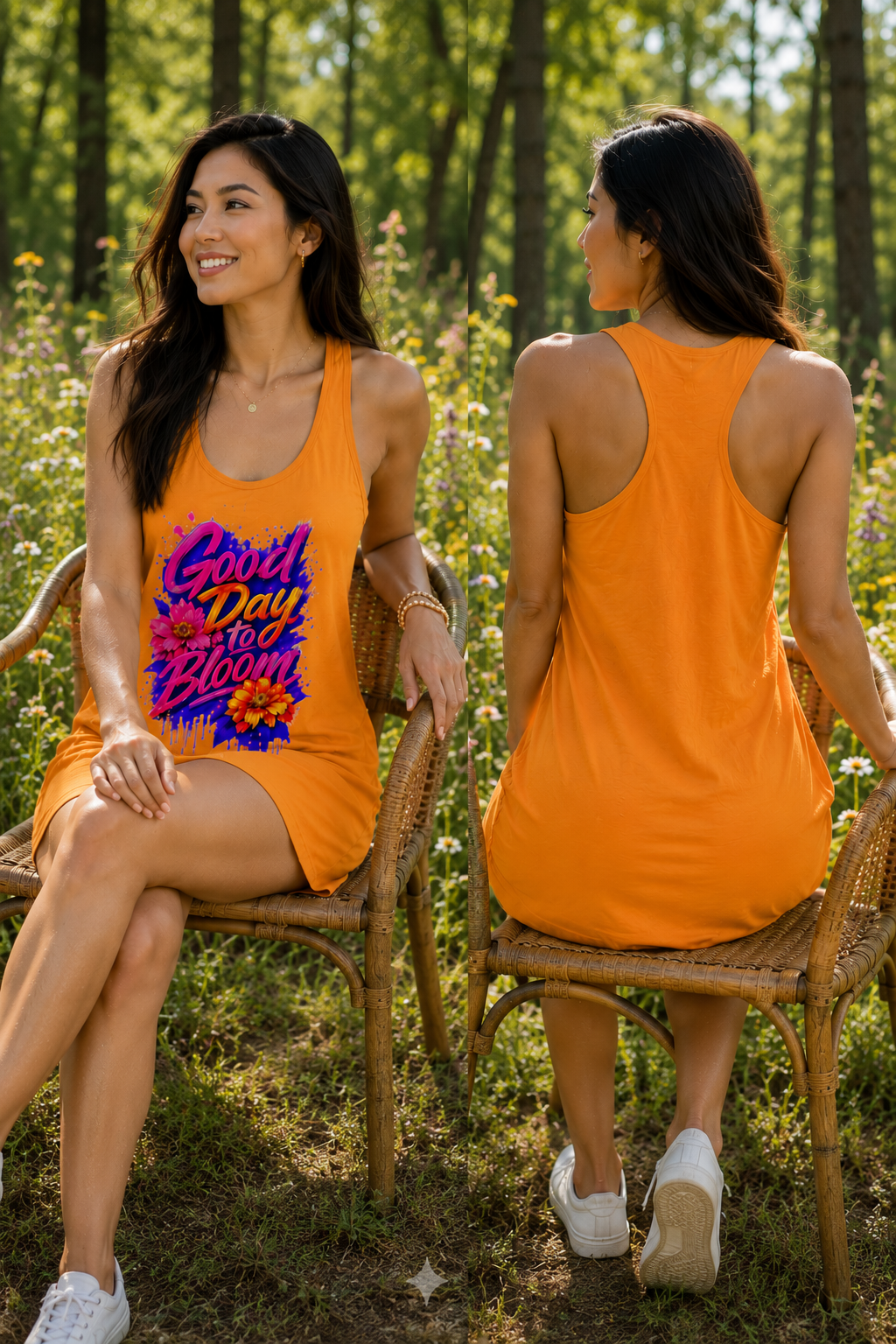 Good Day to Bloom Racerback Dress | Floral Summer Dress for Women | Colorful Graphic Dress | Casual Beach Vacation Dress