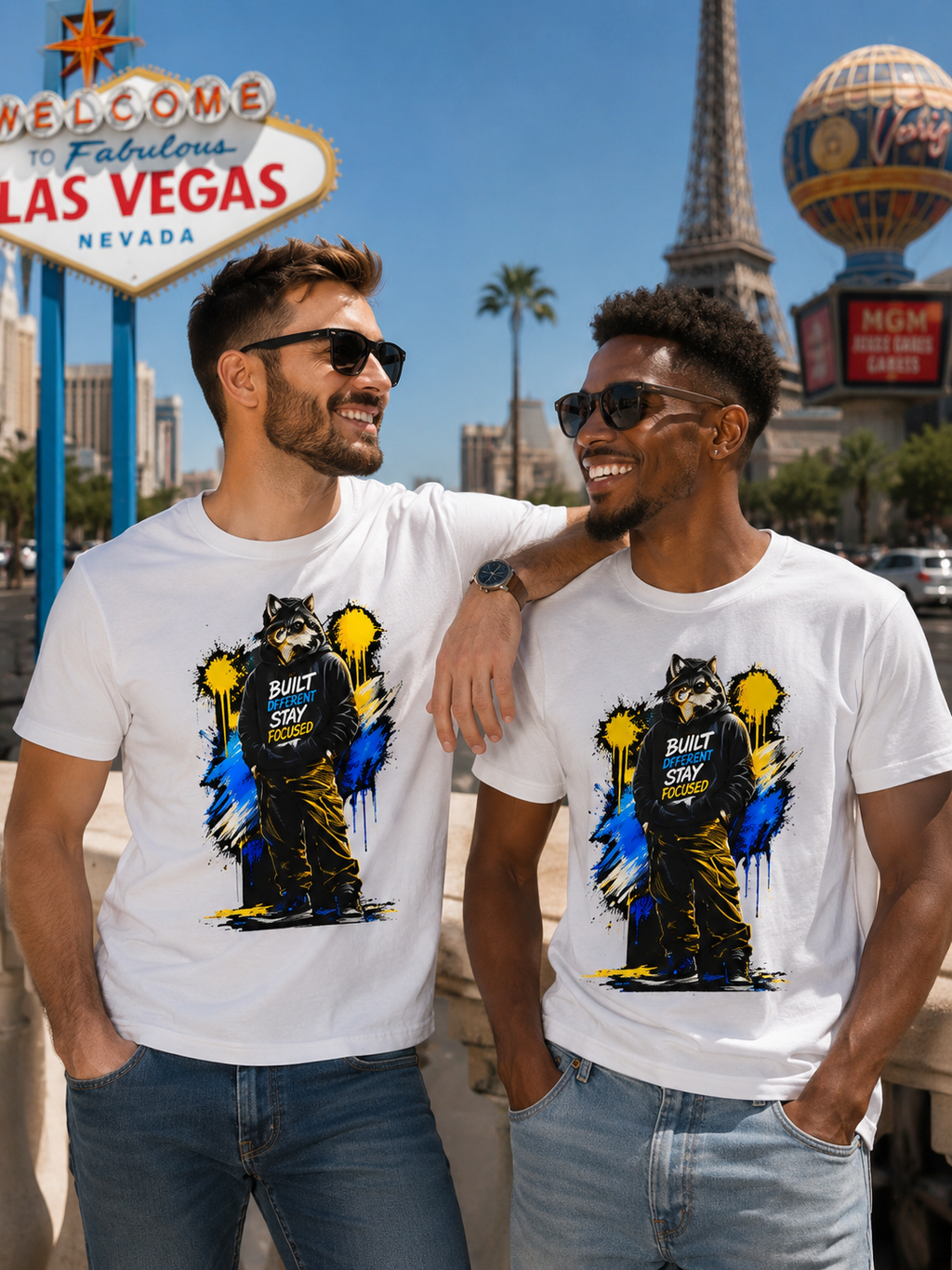 Raccoon Street Art Tee — "Built Not Born" Graphic T-Shirt